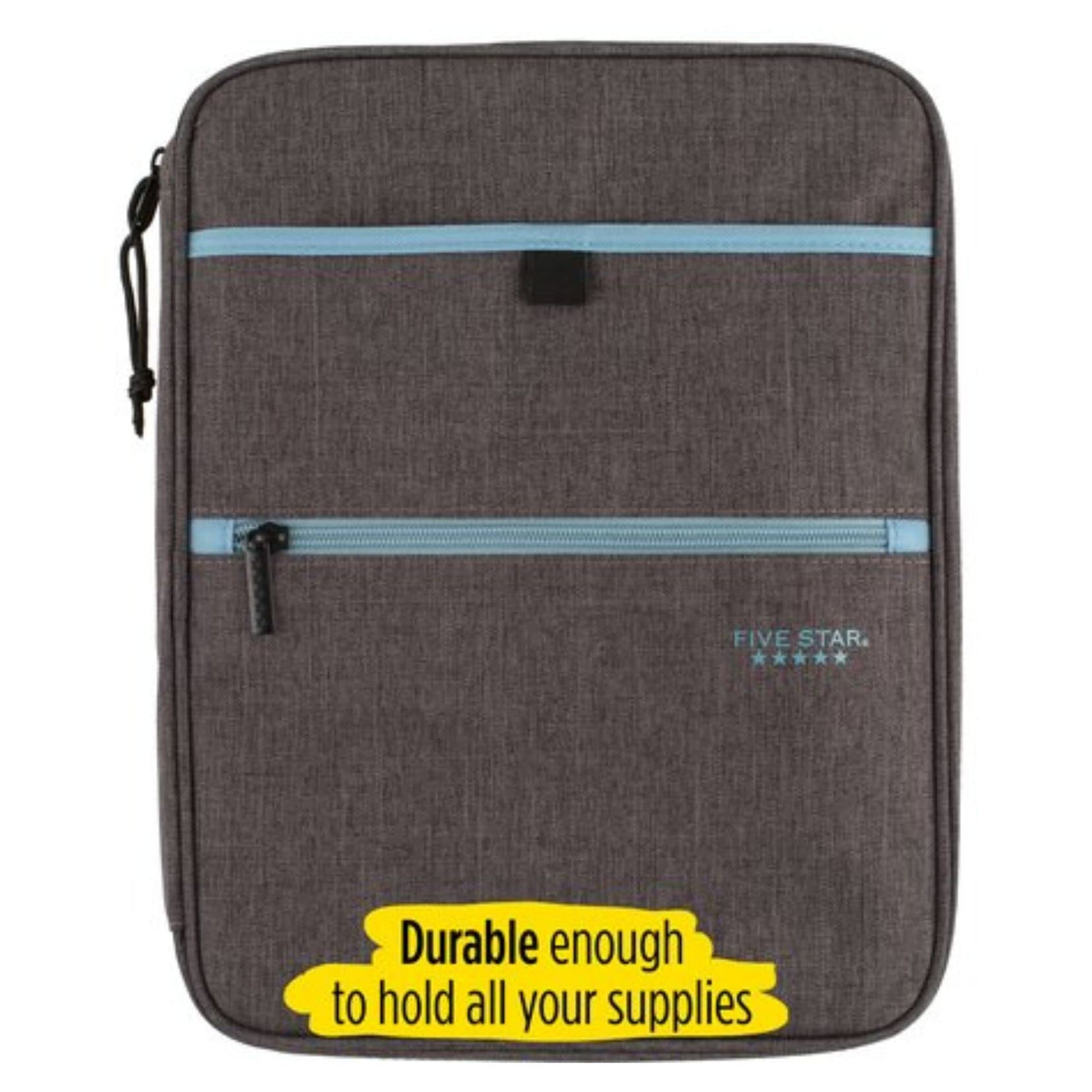 Five Star Zipper Binder, 1 Inch 3-Ring Binder with Round Rings, Carry-All with Pockets and 4-Tab