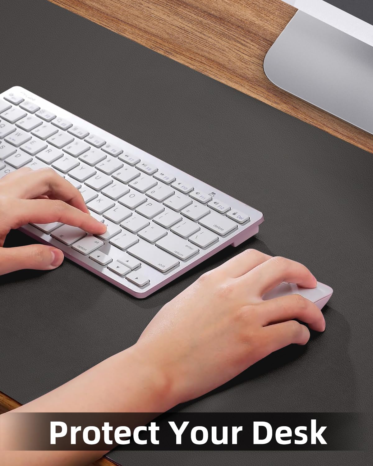 Leather Desk Pad Protector,48"x 17"Desk Mat Large, Mouse Pad, Non-Slip PU Leather Desk