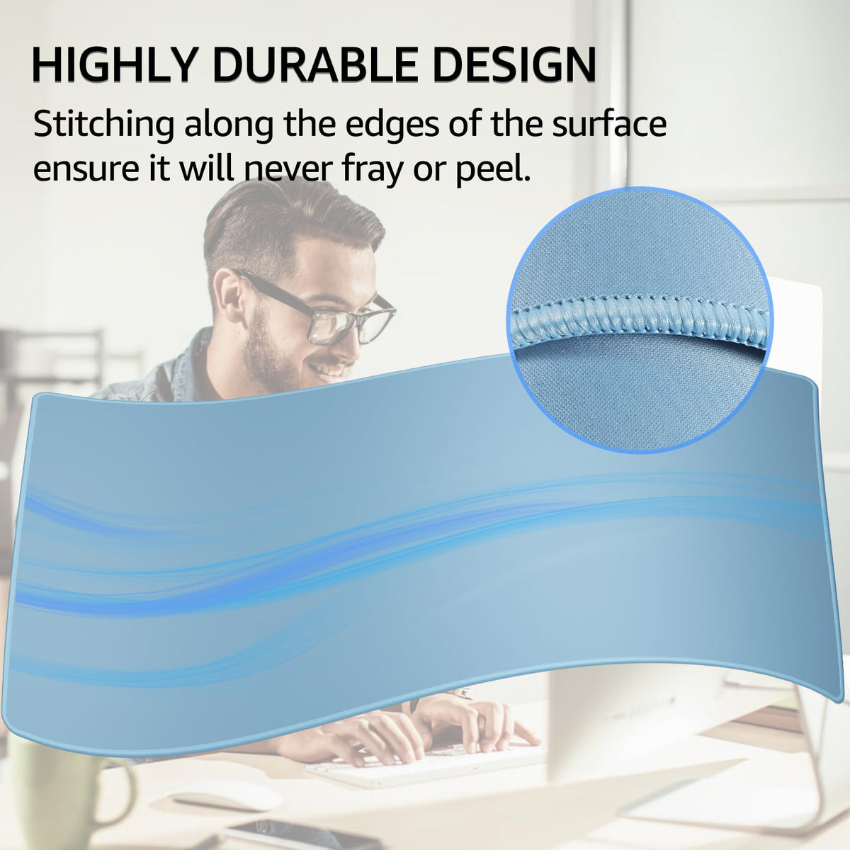 KTRIO Large Gaming Mouse Pad, Desk Mat, 31.5 x 15.7 in, Ice Blue, XXL