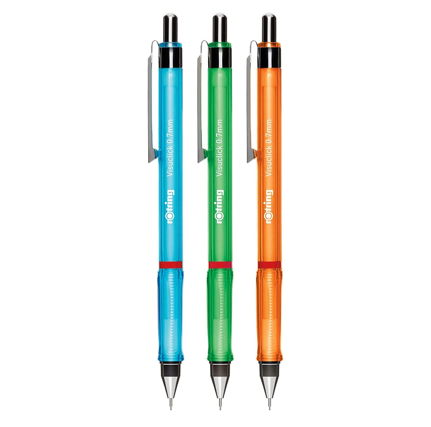 rOtring Visuclick Mechanical Pencil | 0.7 mm | 2B Lead | Lively Pink, Orange & Blue Barrels | 3
