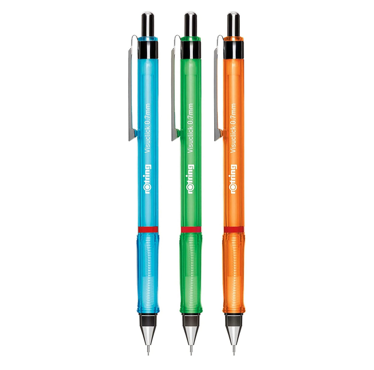 rOtring Visuclick Mechanical Pencil | 0.7 mm | 2B Lead | Lively Pink, Orange & Blue Barrels | 3