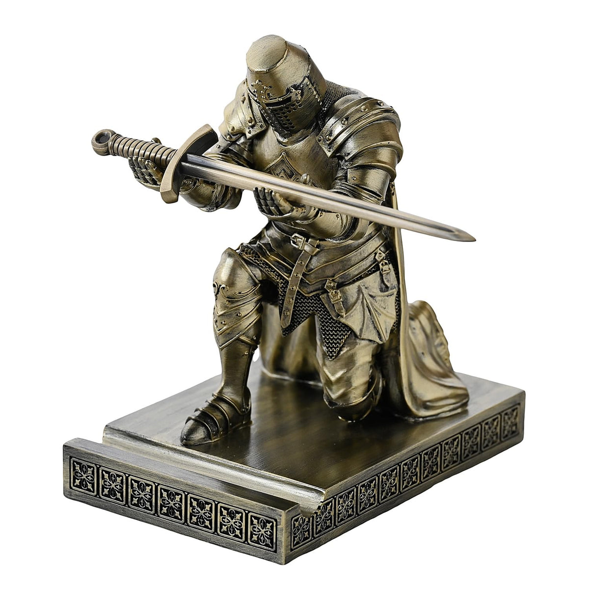 Medieval Templar Vanguard Officer Knight Pen Holder Desk Organizers Bronze