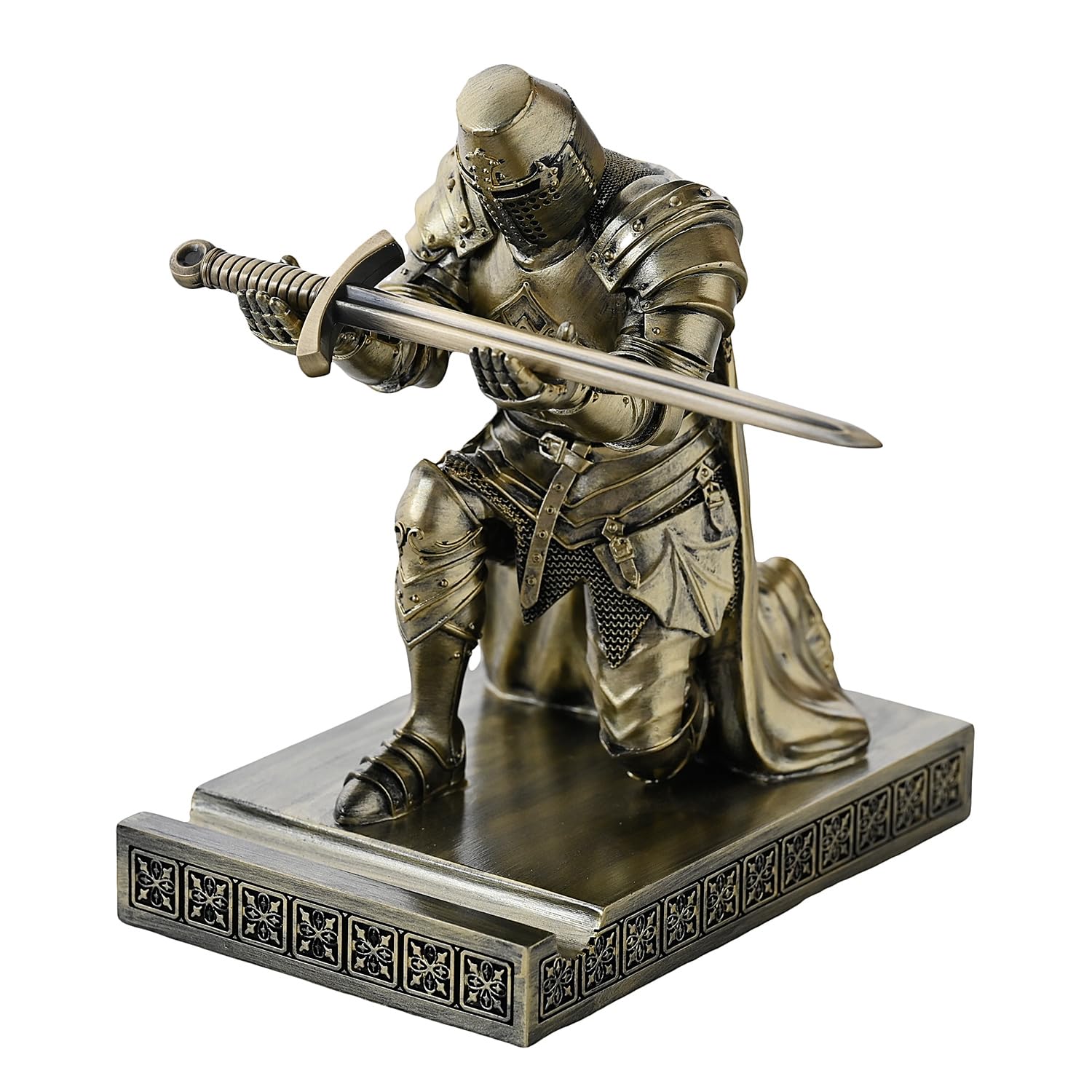 Medieval Templar Vanguard Officer Knight Pen Holder Desk Organizers Bronze