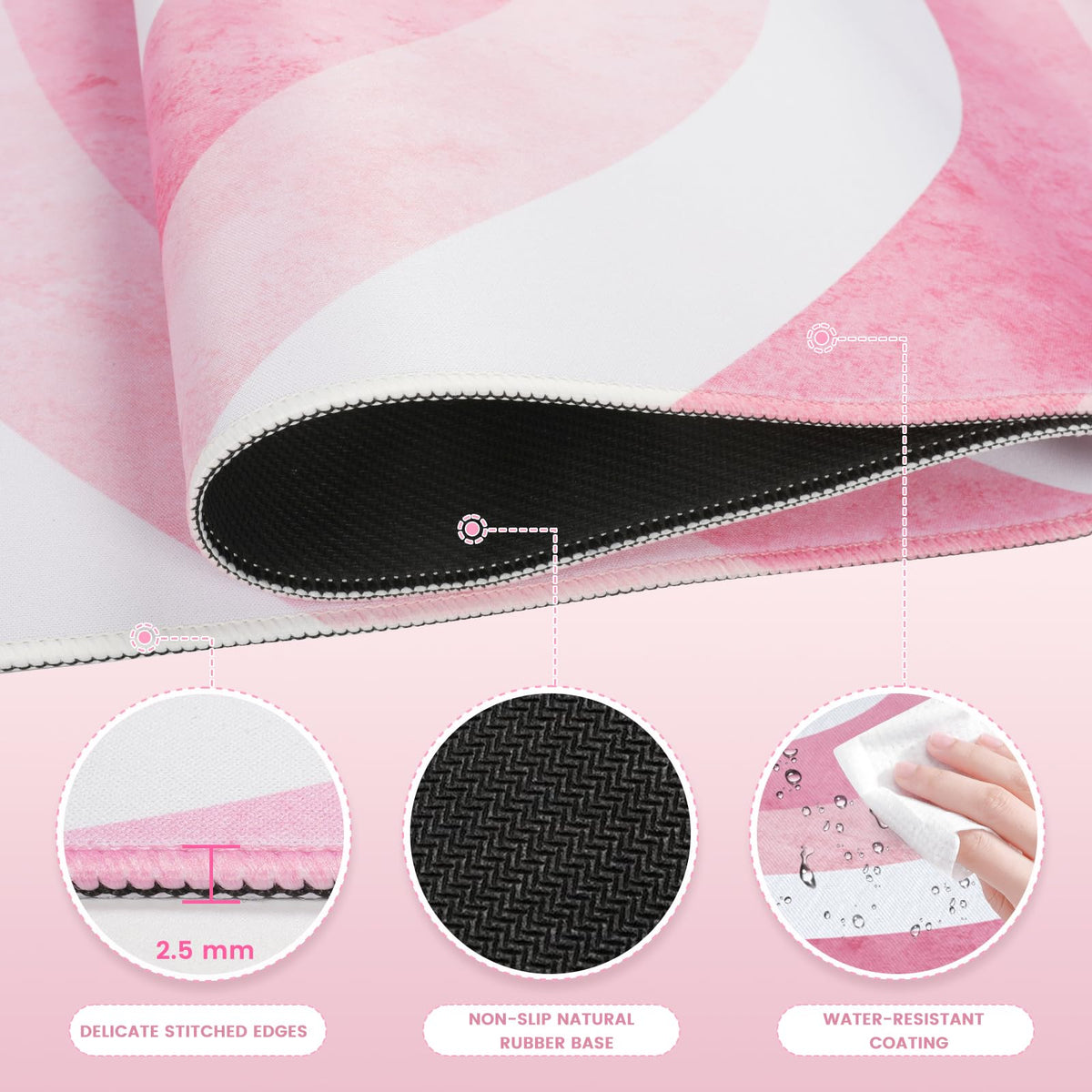 iLeadon Pink Desk Mat, Big Mouse Pad, XXL Extended Gaming Mouse Pad