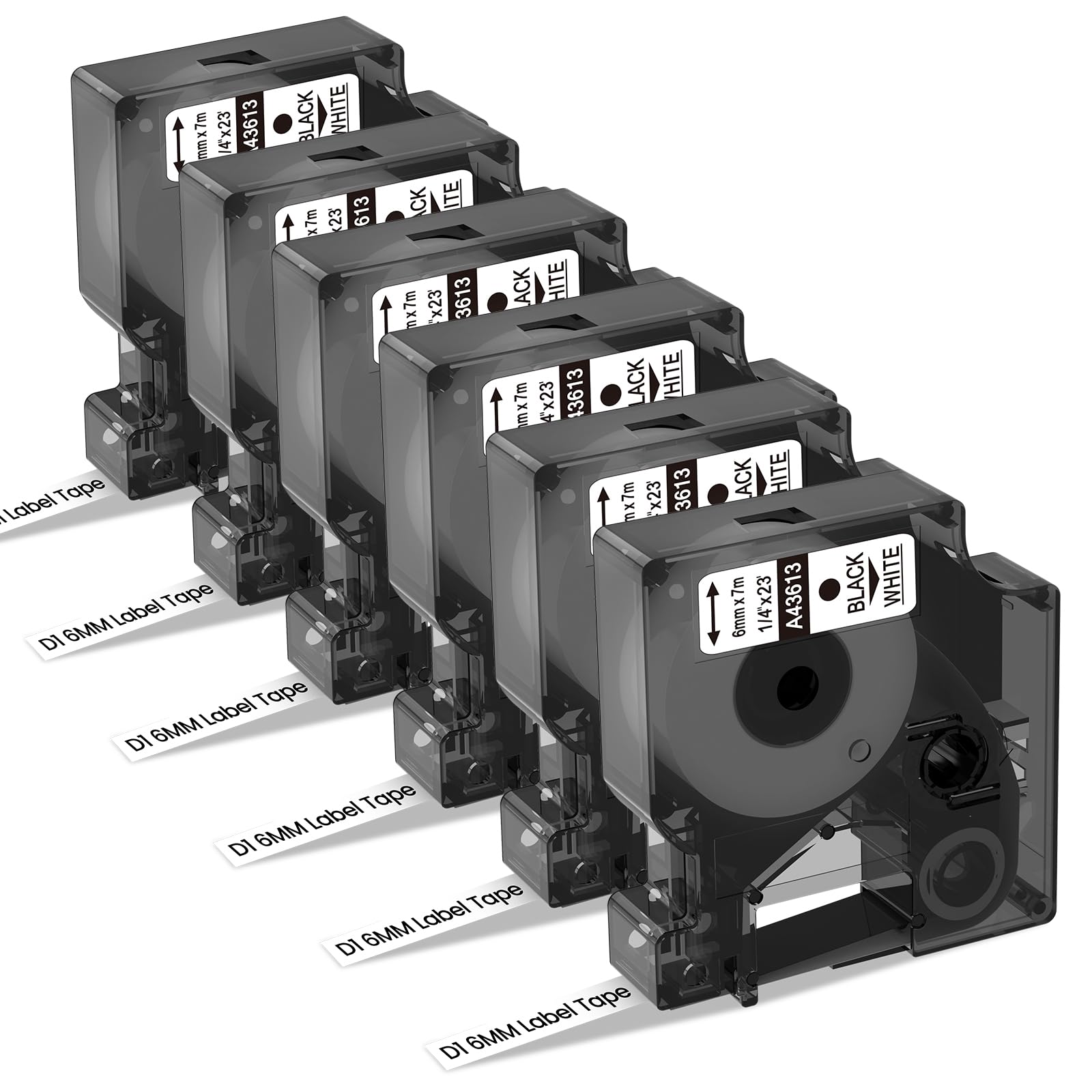 Freshworld 6X Replace for DYMO Label Maker Refills D1 1/4 Inch x 23Ft White