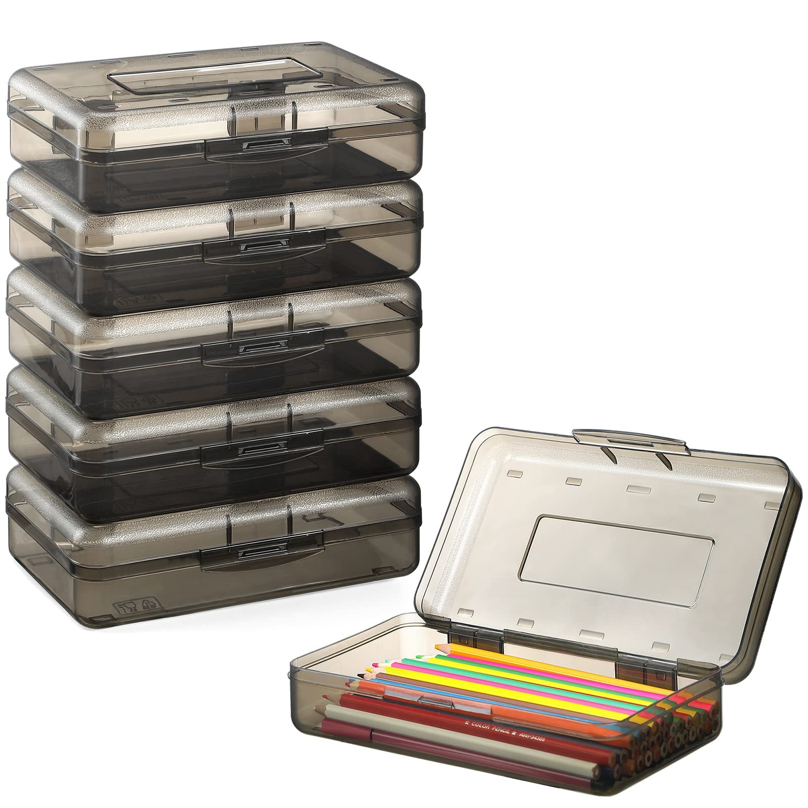 Sooez 6 Pack Pencil Box, Hard Pencil Boxes for School Supplies Bulk
