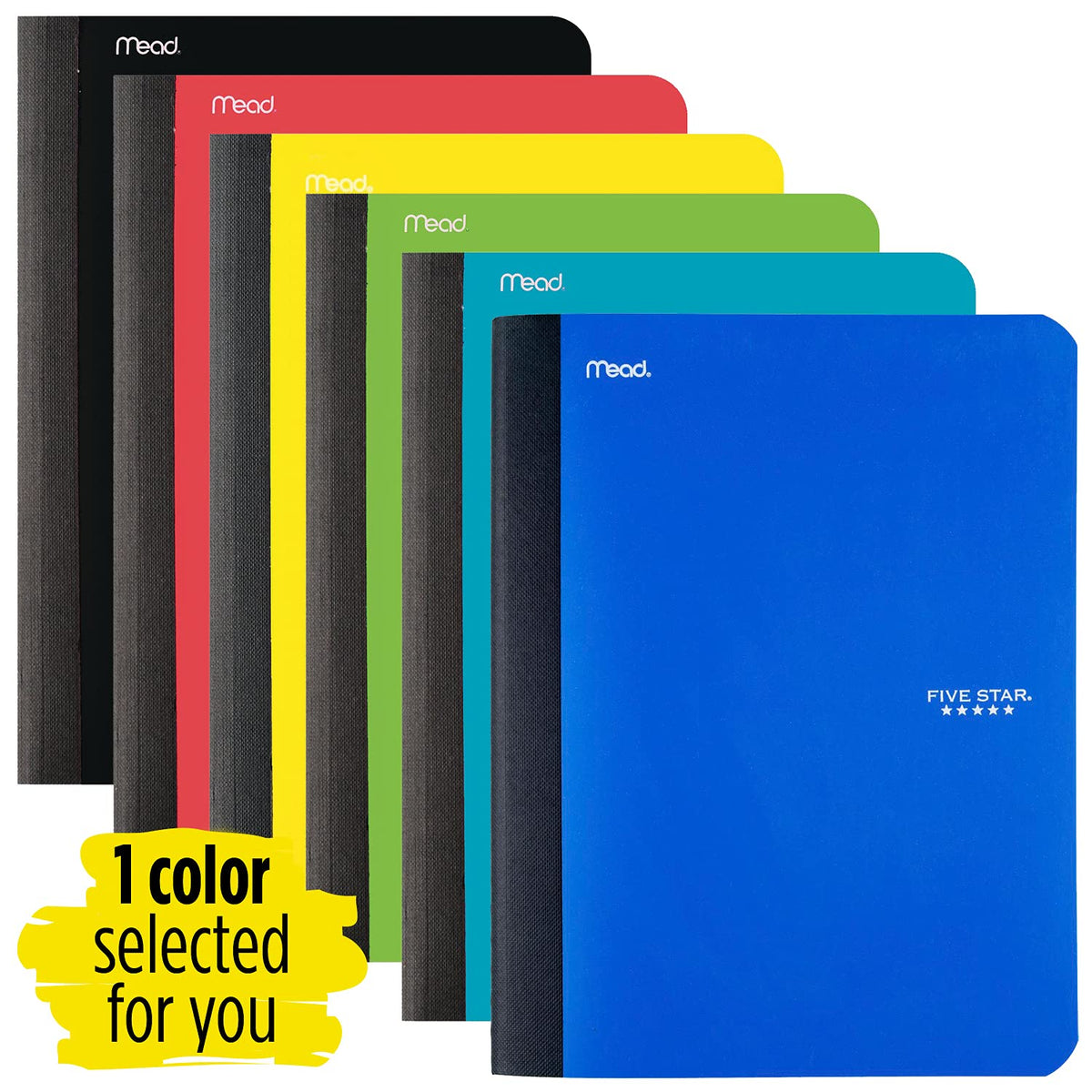 Five Star Composition Book/Notebook, Wide Ruled Paper, 100 Sheets, 9-3/4" x 7-1/2", Color Selected