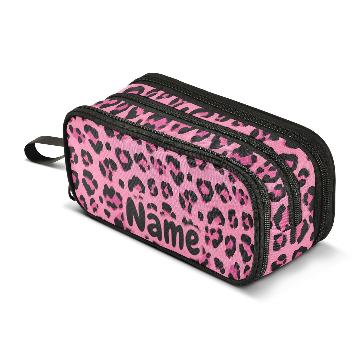 BOENLE Custom Hot Pink Black Leopard Print Pencil Case Box Boys Girls Personalized Name Large