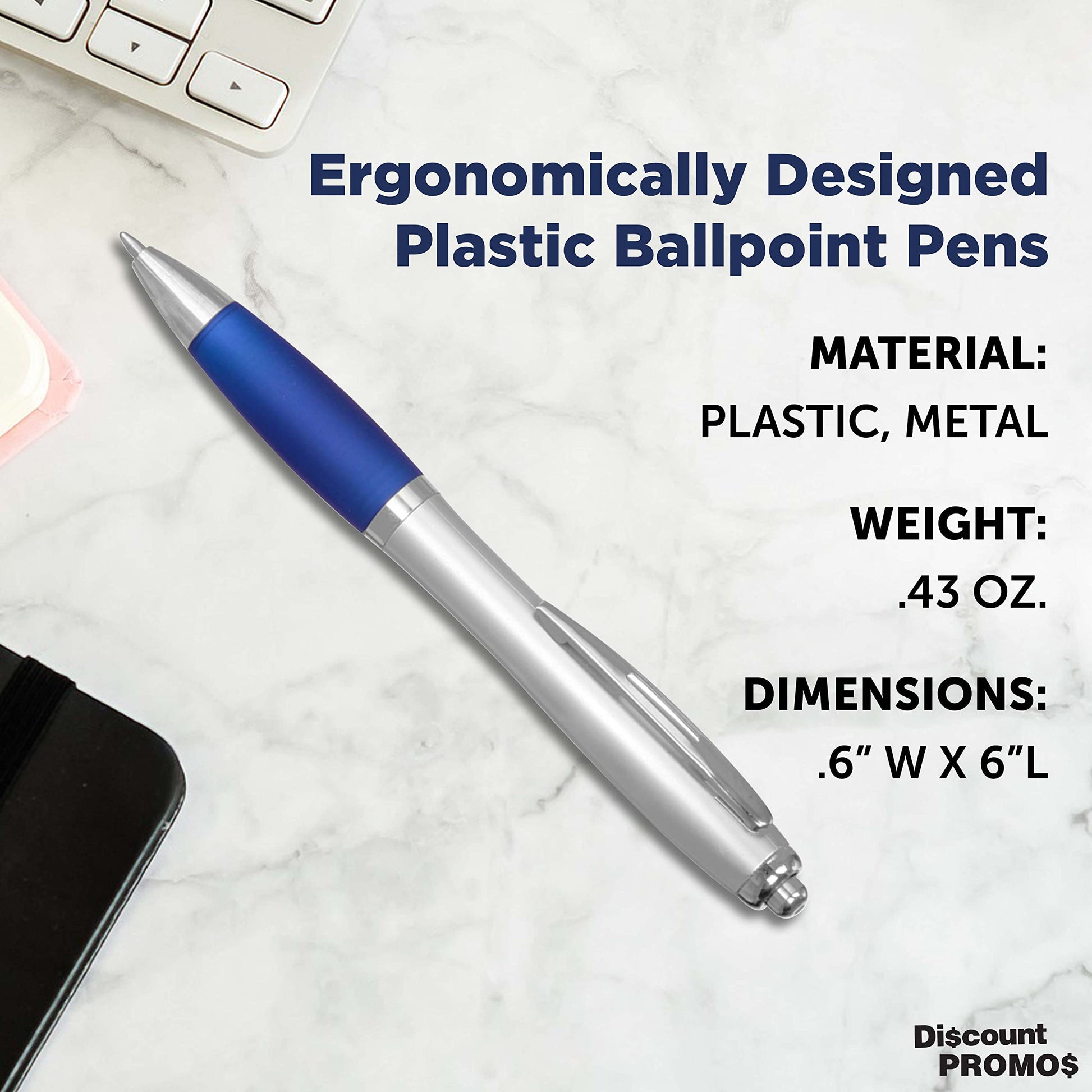 Personalized Ballpoint Pens with Rubber Grip and Black Ink, Pack of 10 by DISCOUNT PROMOS