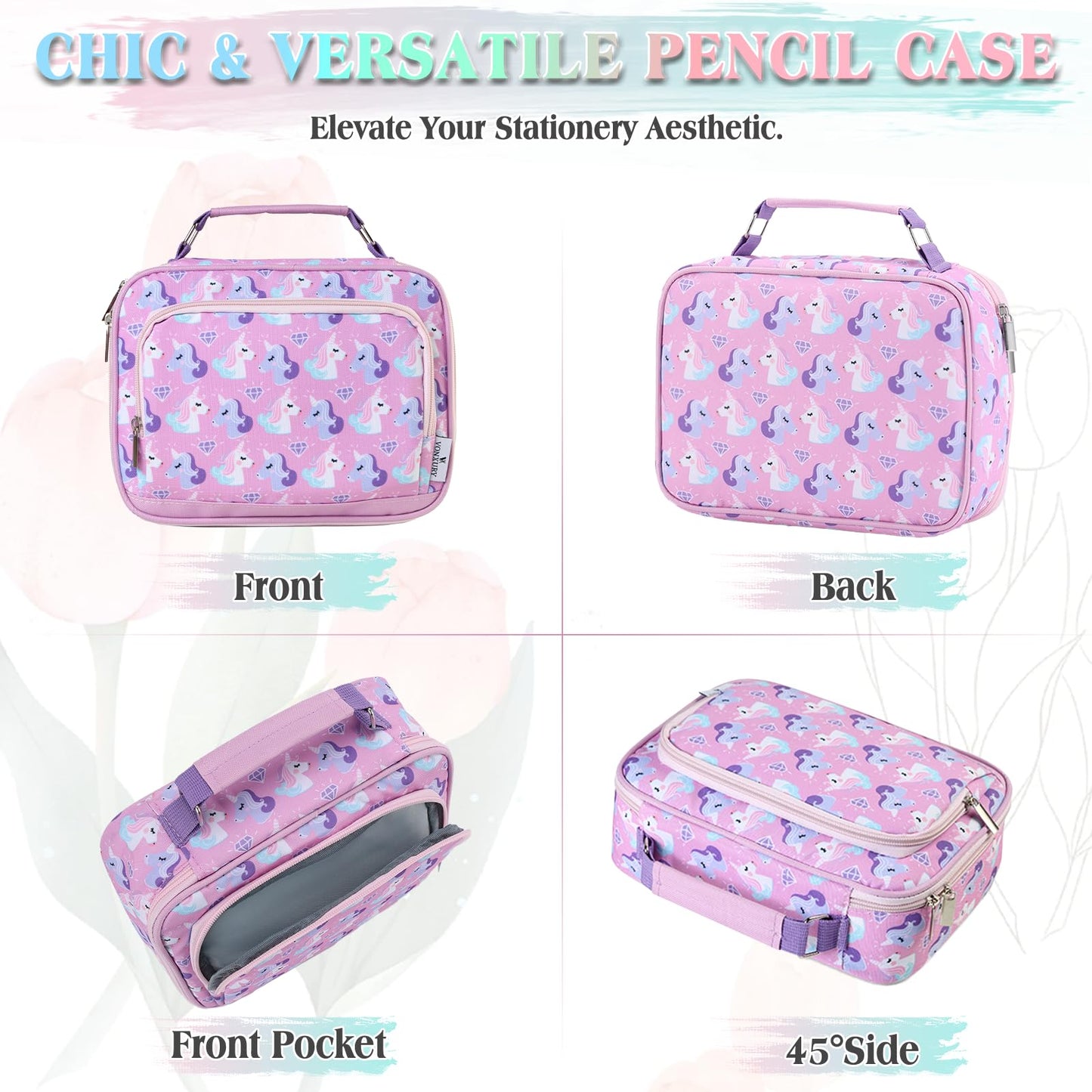 VX VONXURY Large Pencil Case, 54-Slot Colored Pen Pouch 2 Removable Sleeves
