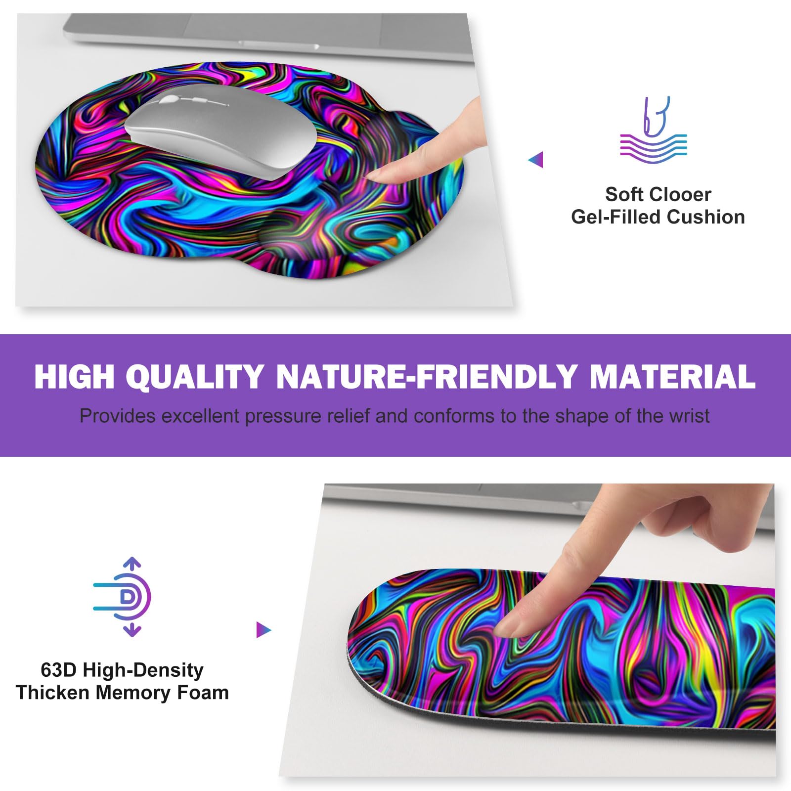 Gaming Mouse Pad, Large Desk Mat, Cute Desk Pad Protector, 4in1 XXL Mousepad + Keyboard Wrist