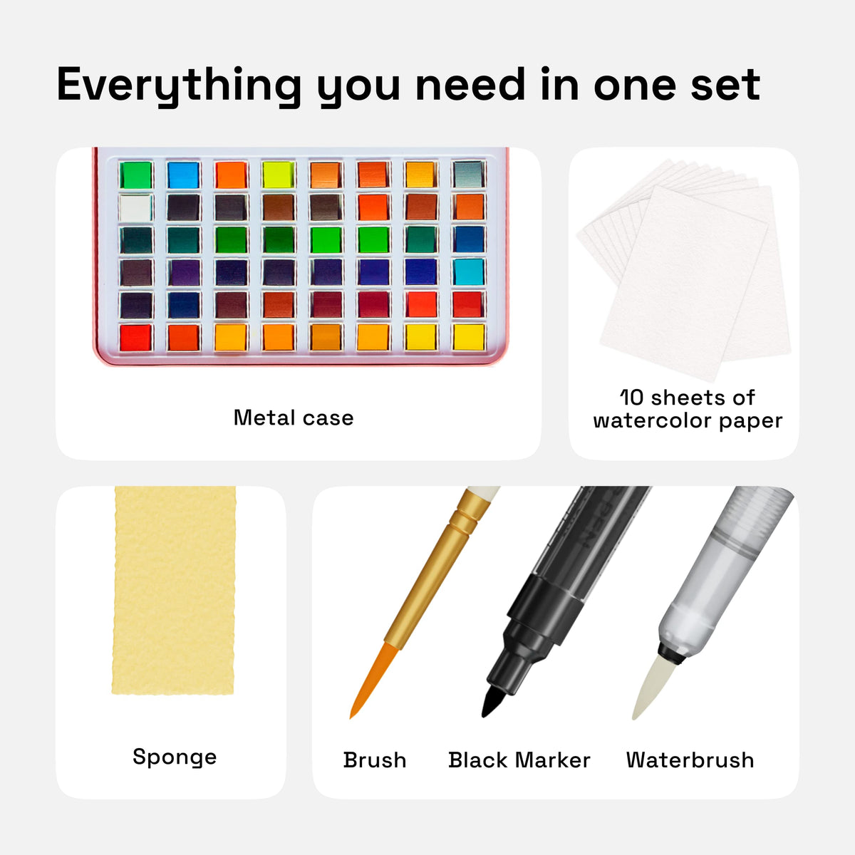 ARTISTRO Watercolor Paint Set with Palette & Brush Pens - 48 Colors