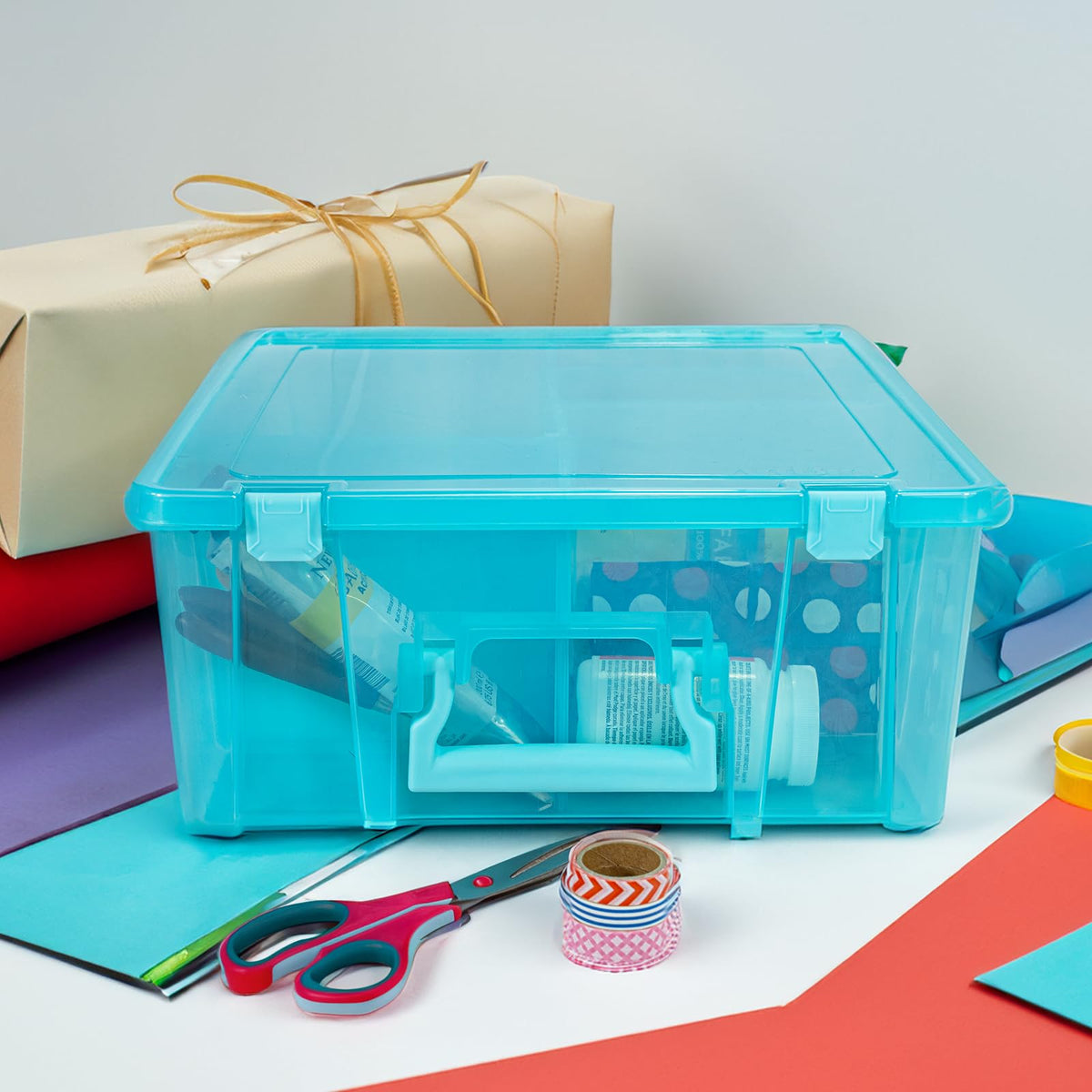 ArtBin Super Satchel Double Deep, 8-Compartment Craft Box, Aqua Mist