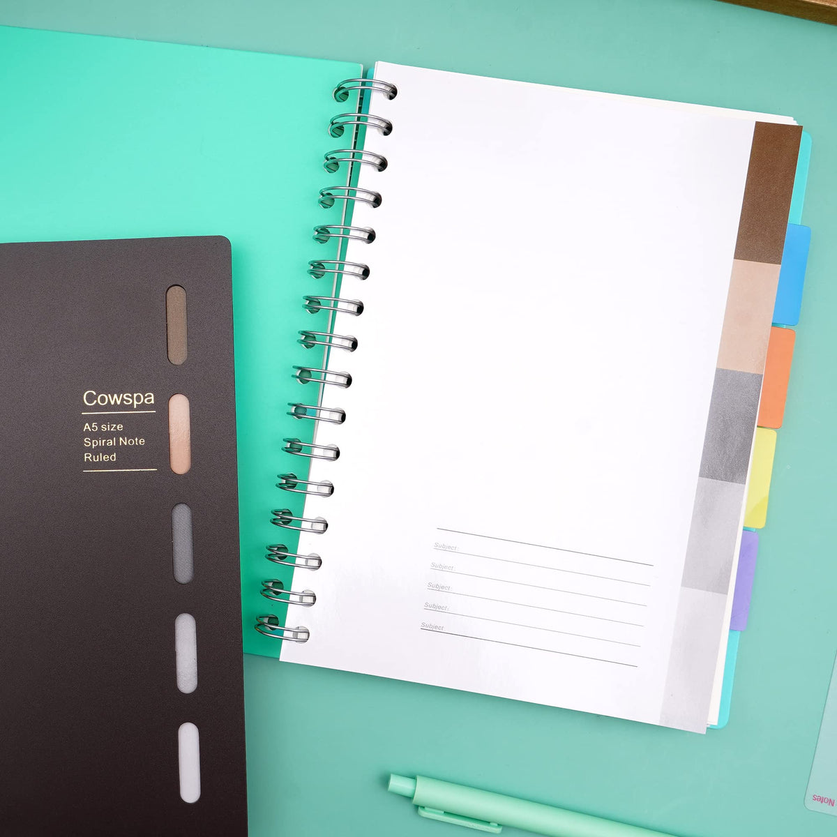 5 Subject Notebook Wide Ruled Spiral Bound Journal with Dividers 7"x 8.5"