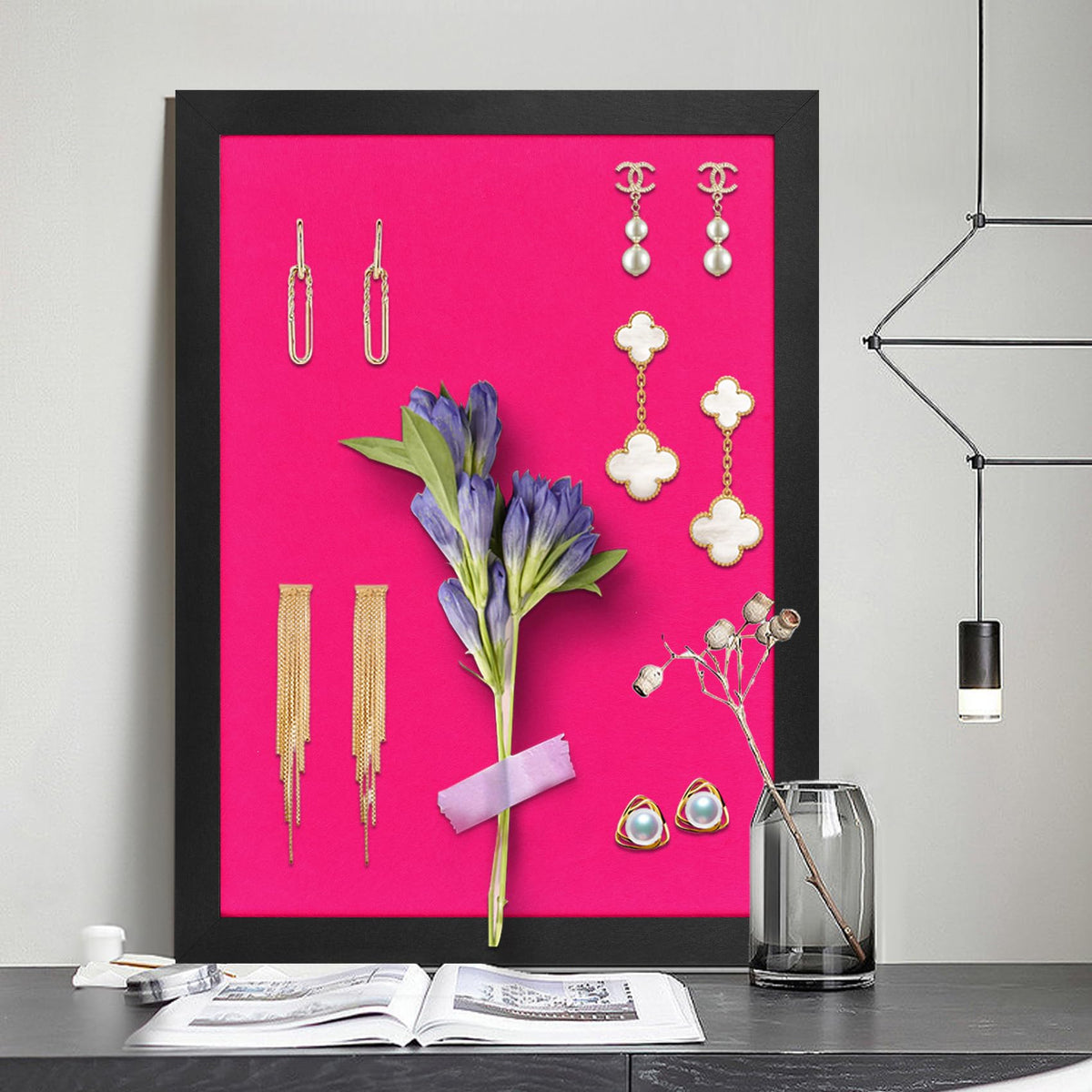 Pink Bulletin Boards Cork Board with Felt, 17"x13" Large Display Pin Board Vision Board for Walls