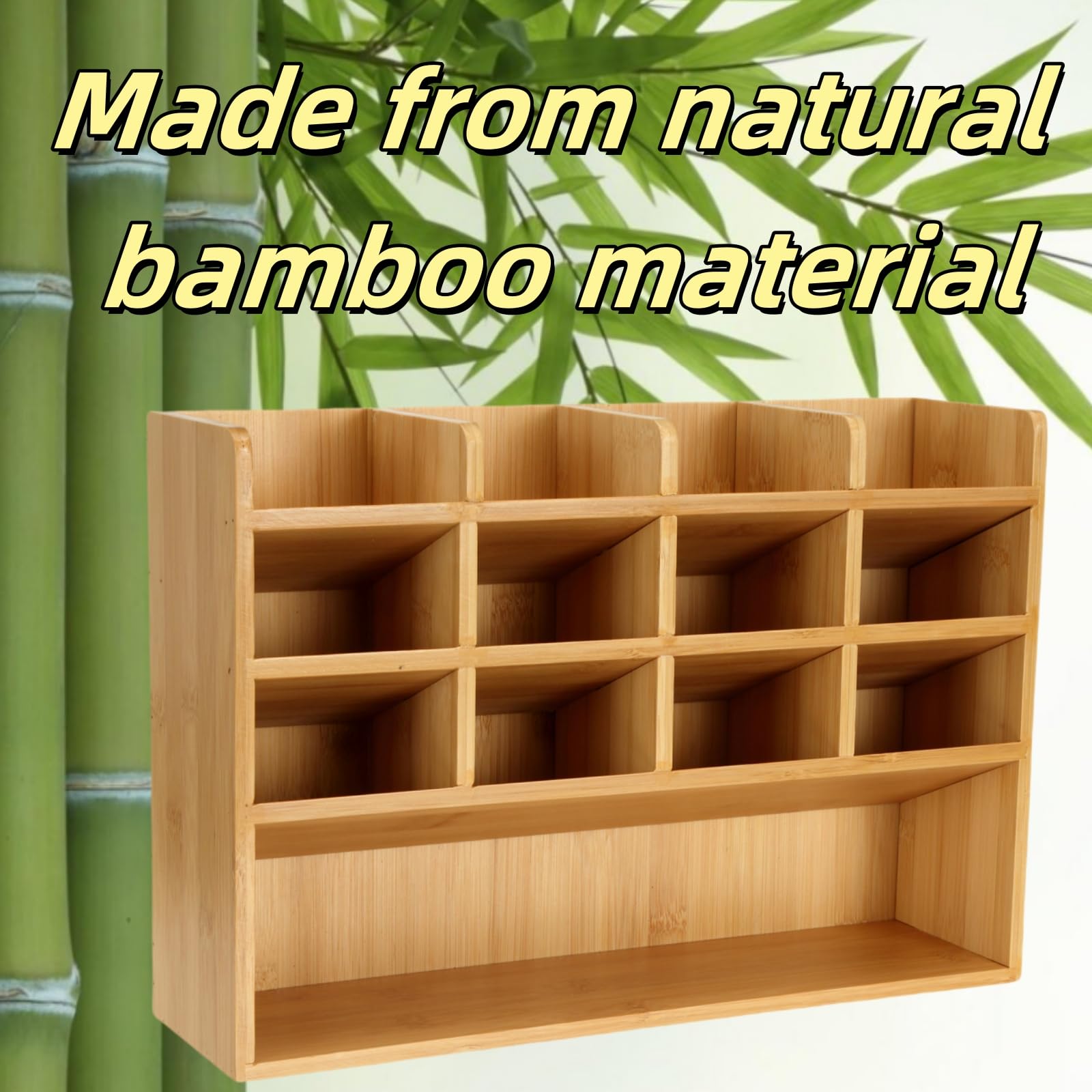 Dicunoy Desktop Pen Holder Organizer, Bamboo Art Supply Storage Caddy Holds 300 Pencils, 13