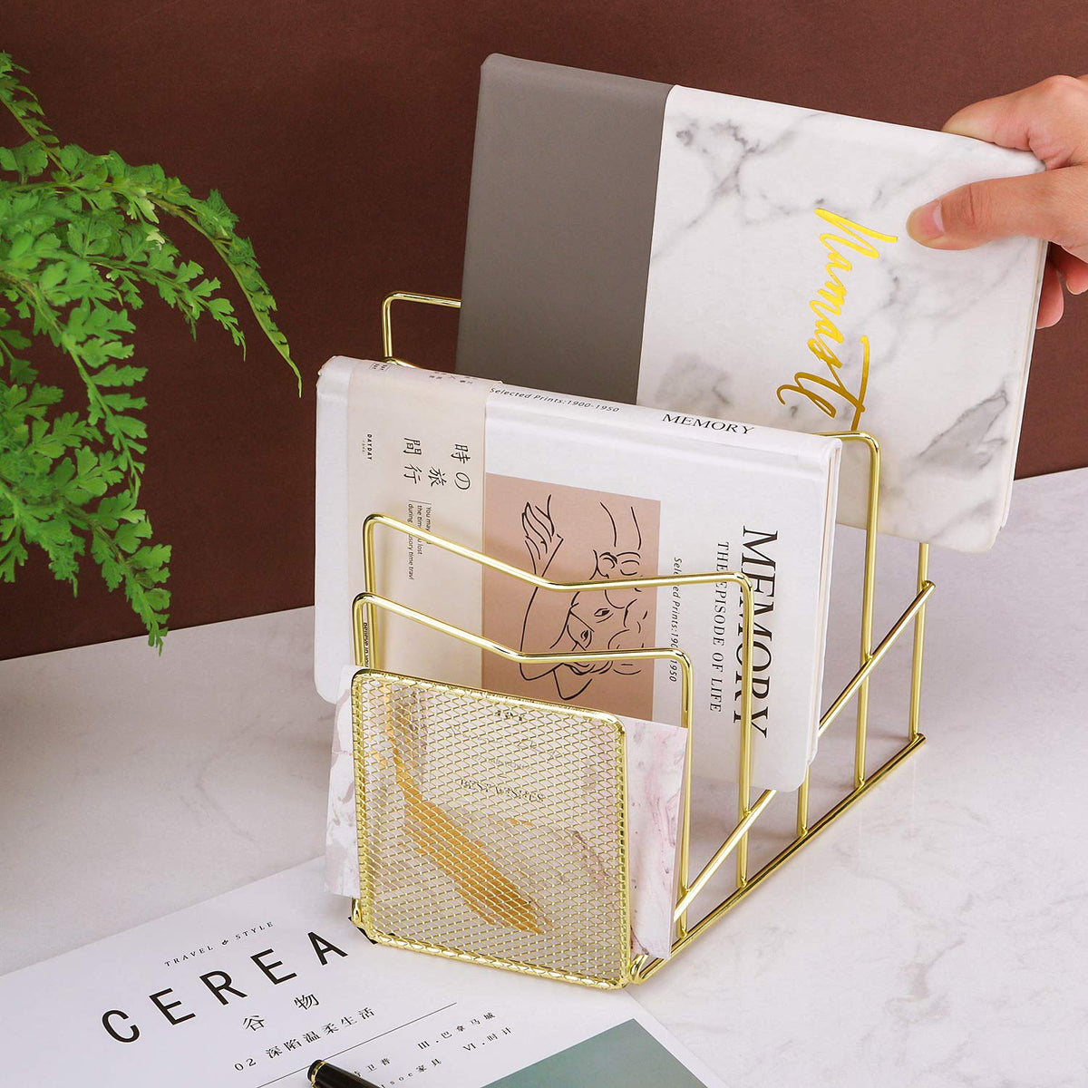 Z PLINRISE Incline File Sorter, Wire Magazine Holder Rack for Mails, Folders and Books, Desk Paper