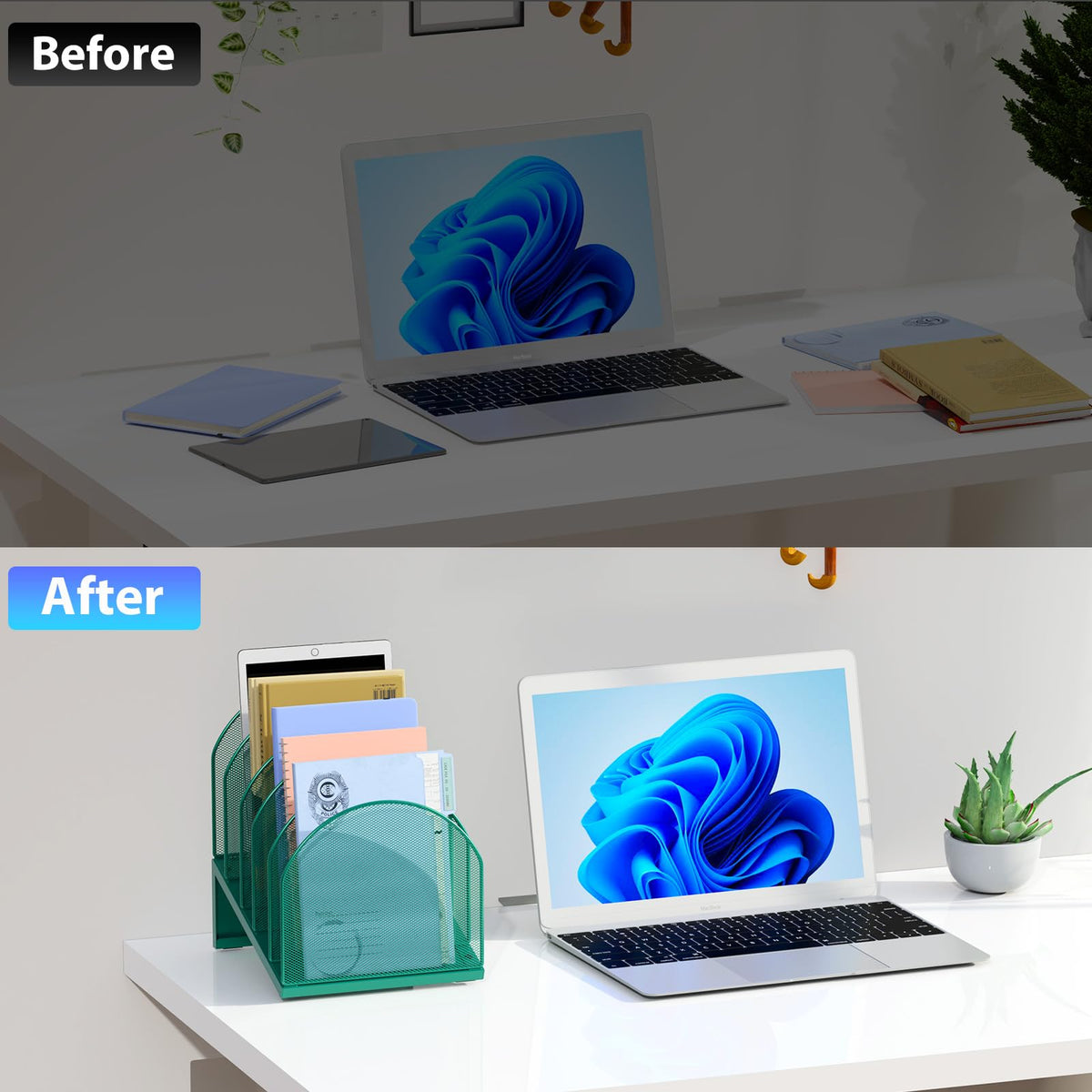 gianotter Desktop File Organizer with 5 Compartments
