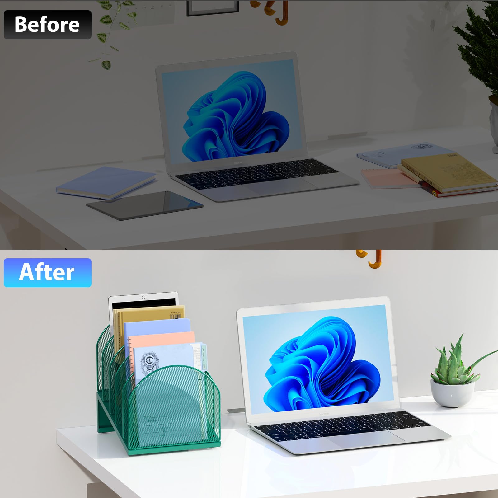 gianotter Desktop File Organizer with 5 Compartments