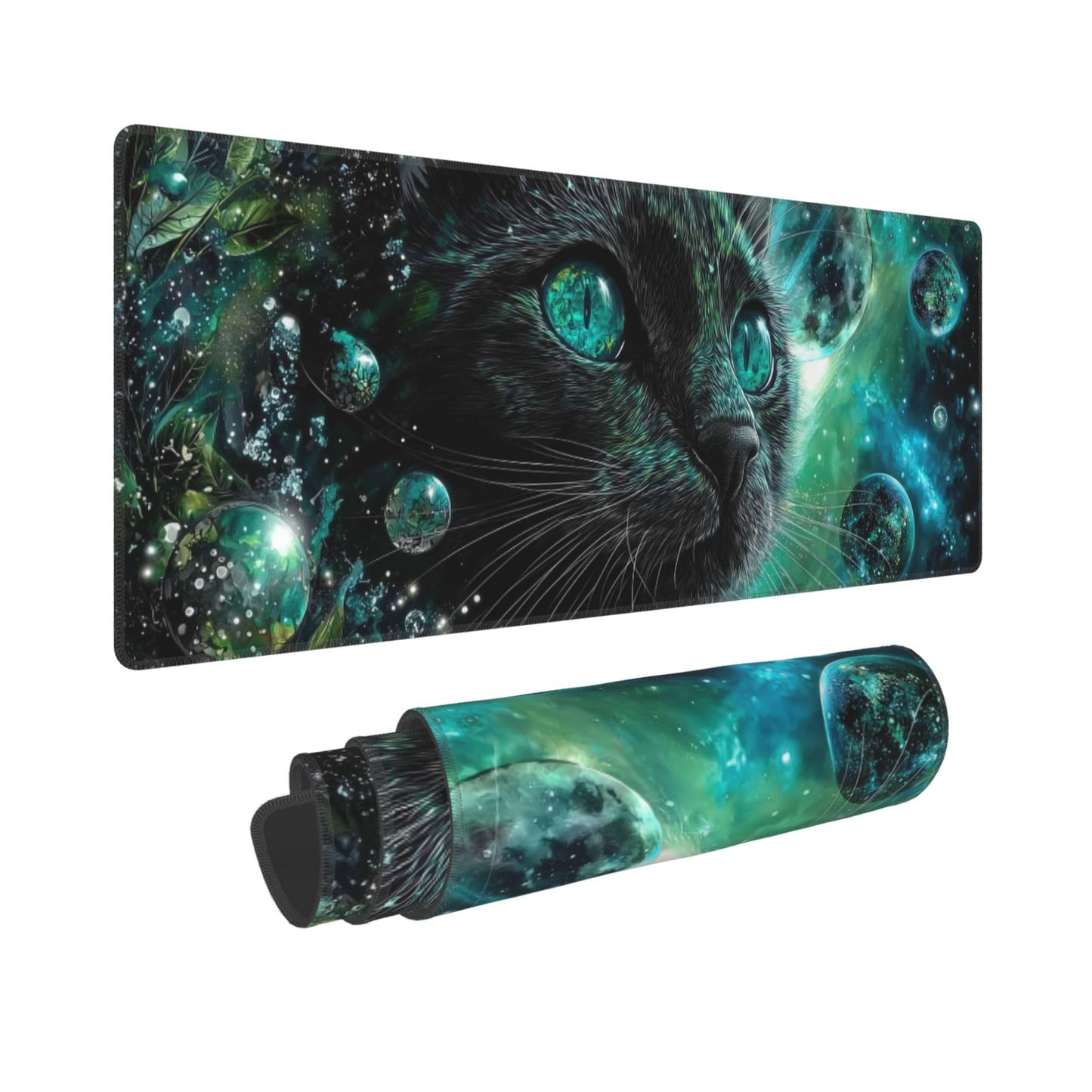 Cat Moon Mouse Pad Extended Large Gaming Mouse Pad XL Stitched Edges for Gamer Home Office 31.5 X