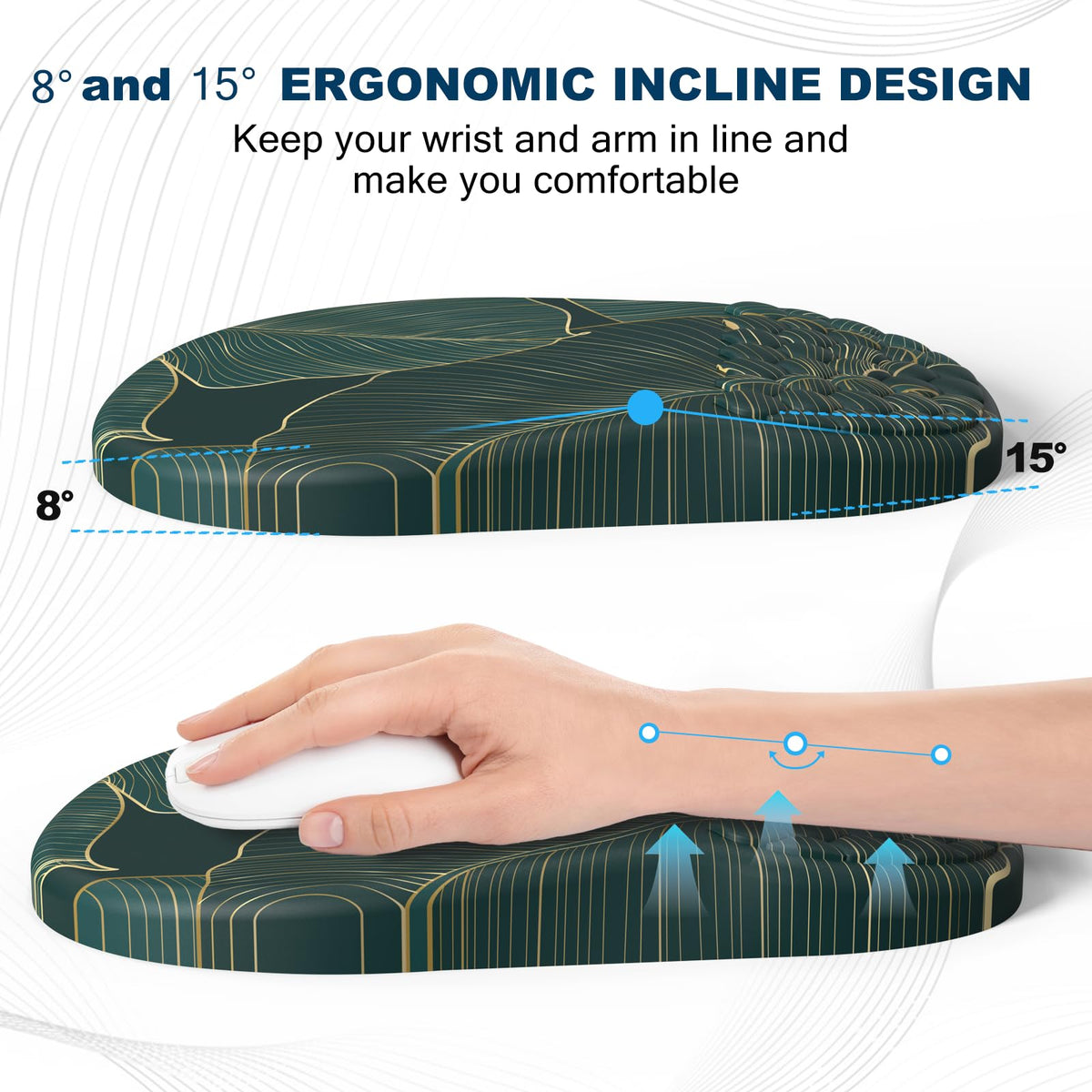 Hasinart Ergonomic Mouse Pad and Keyboard Wrist Rest with Massage Design, Space-Saving Mouse Pad