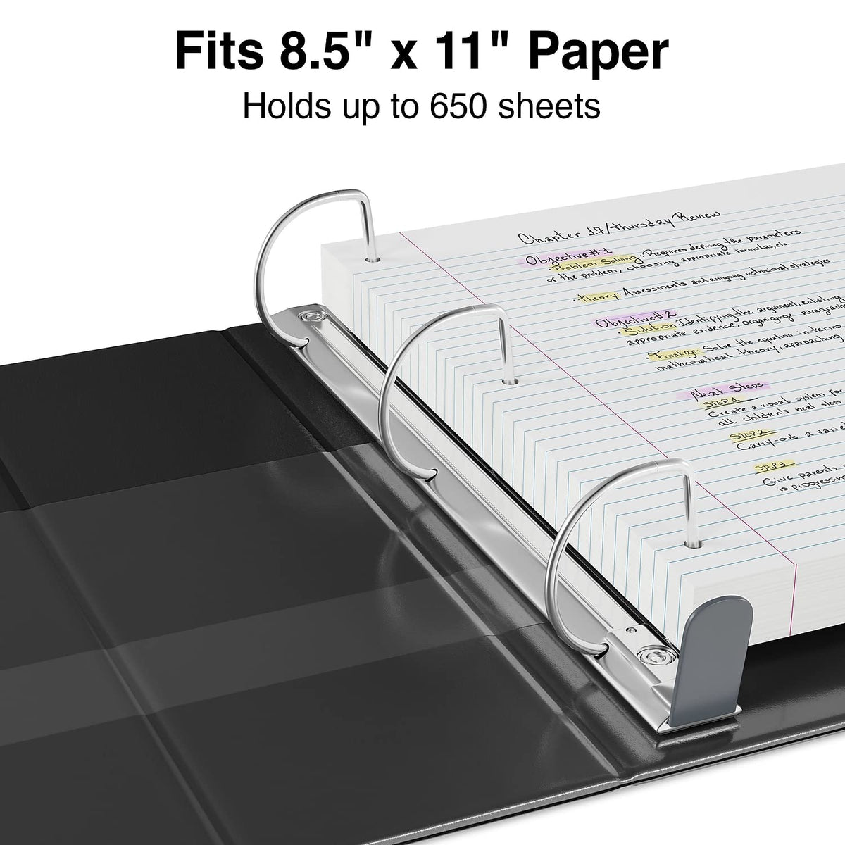 Staples Heavy-Duty 3-Inch D-Ring View Binder, Black, 600 Sheets
