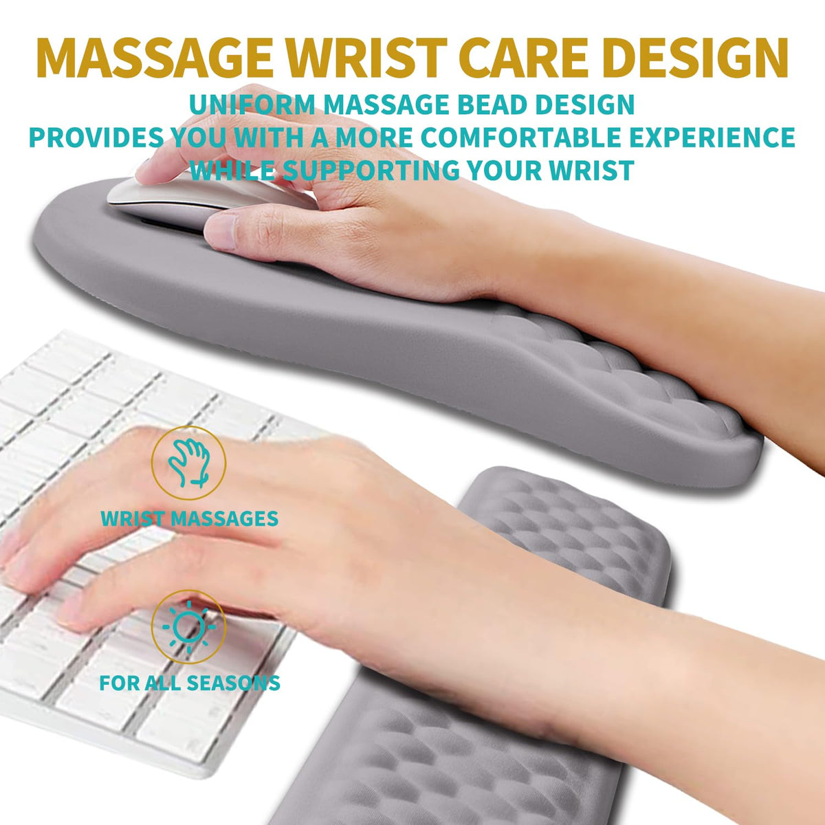 Hokafenle 2 In 1 Ergonomic Mouse Pad Wrist Support & Wrist Rest For Computer Keyboard Set, with