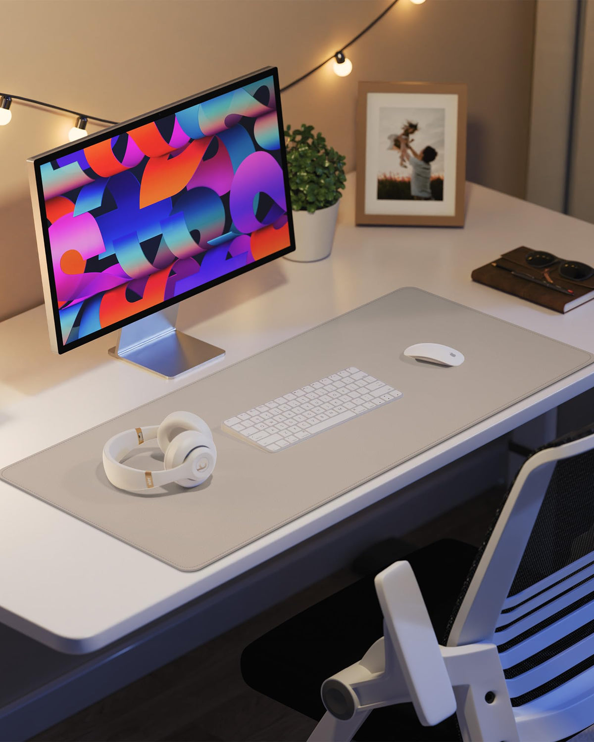 Leather Desk Protector, Large Mouse Pad, Non-Slip, Waterproof PU Leather Blotter Mat, Desk Cover