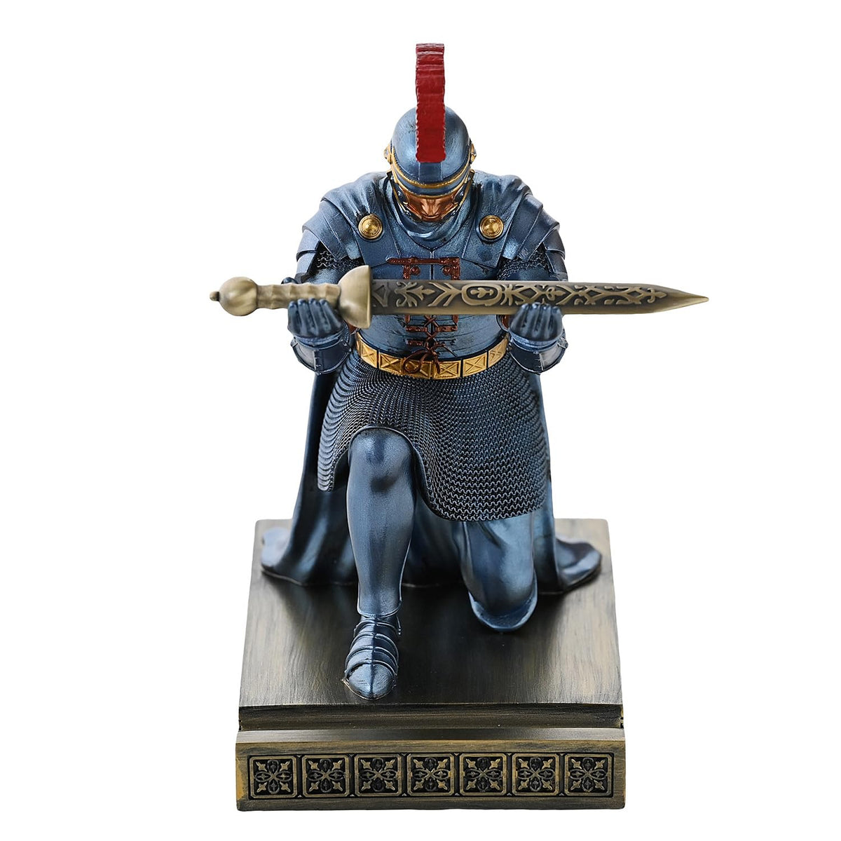 Roman Praetorian Prefect Warrior Knight Pen Holder Desk Ornament Blue