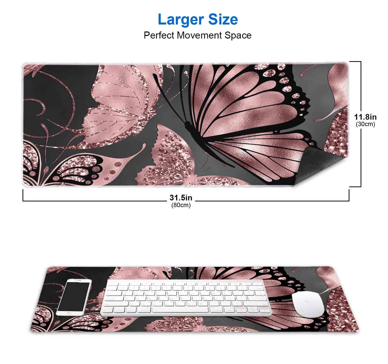 IMAYONDIA Gaming Mouse Pad for Women, Large Non-Slip Rubber Base Mousepad with Stitched Edges
