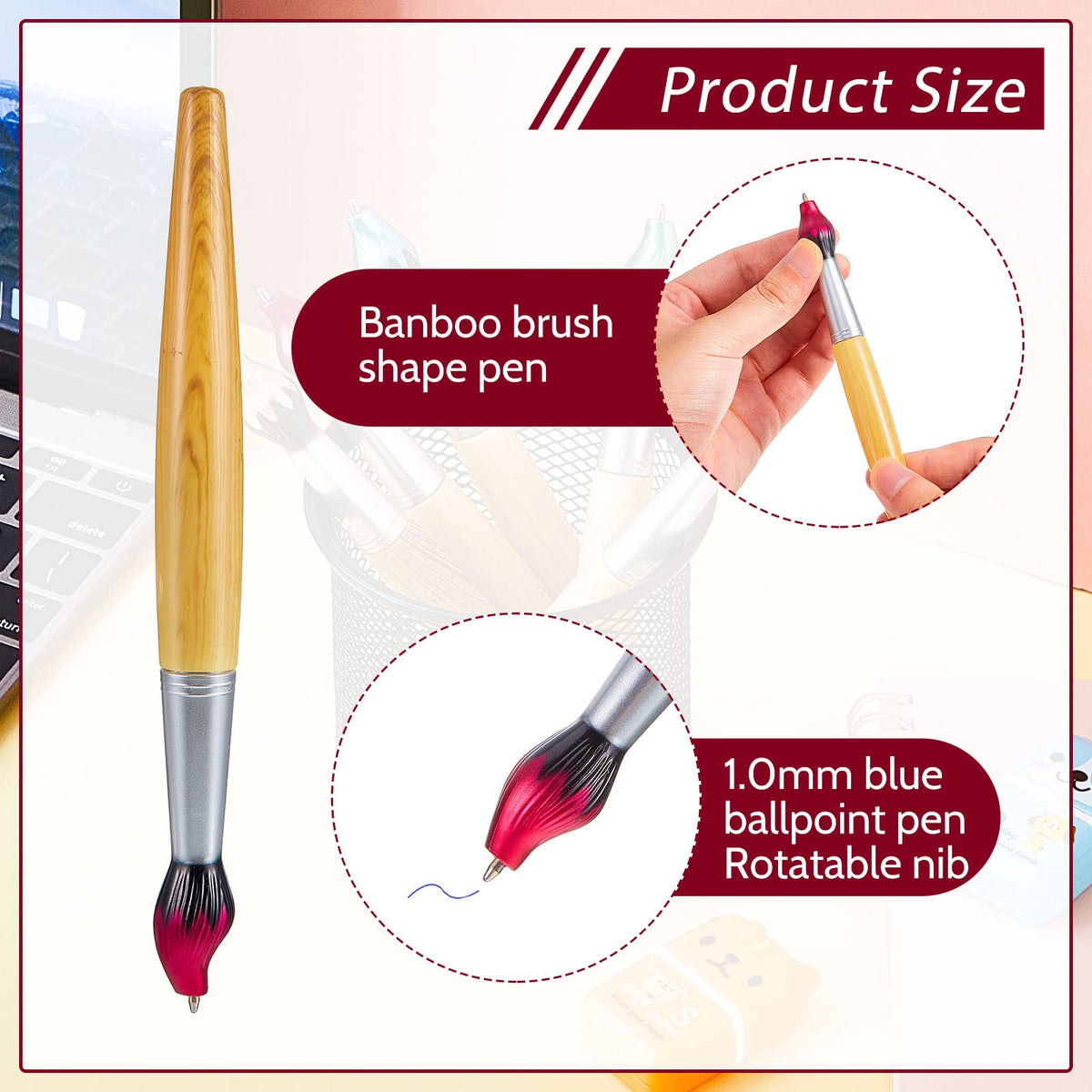 Outus 30 Pieces Bamboo Paintbrush Pens for Art Teachers Gifts