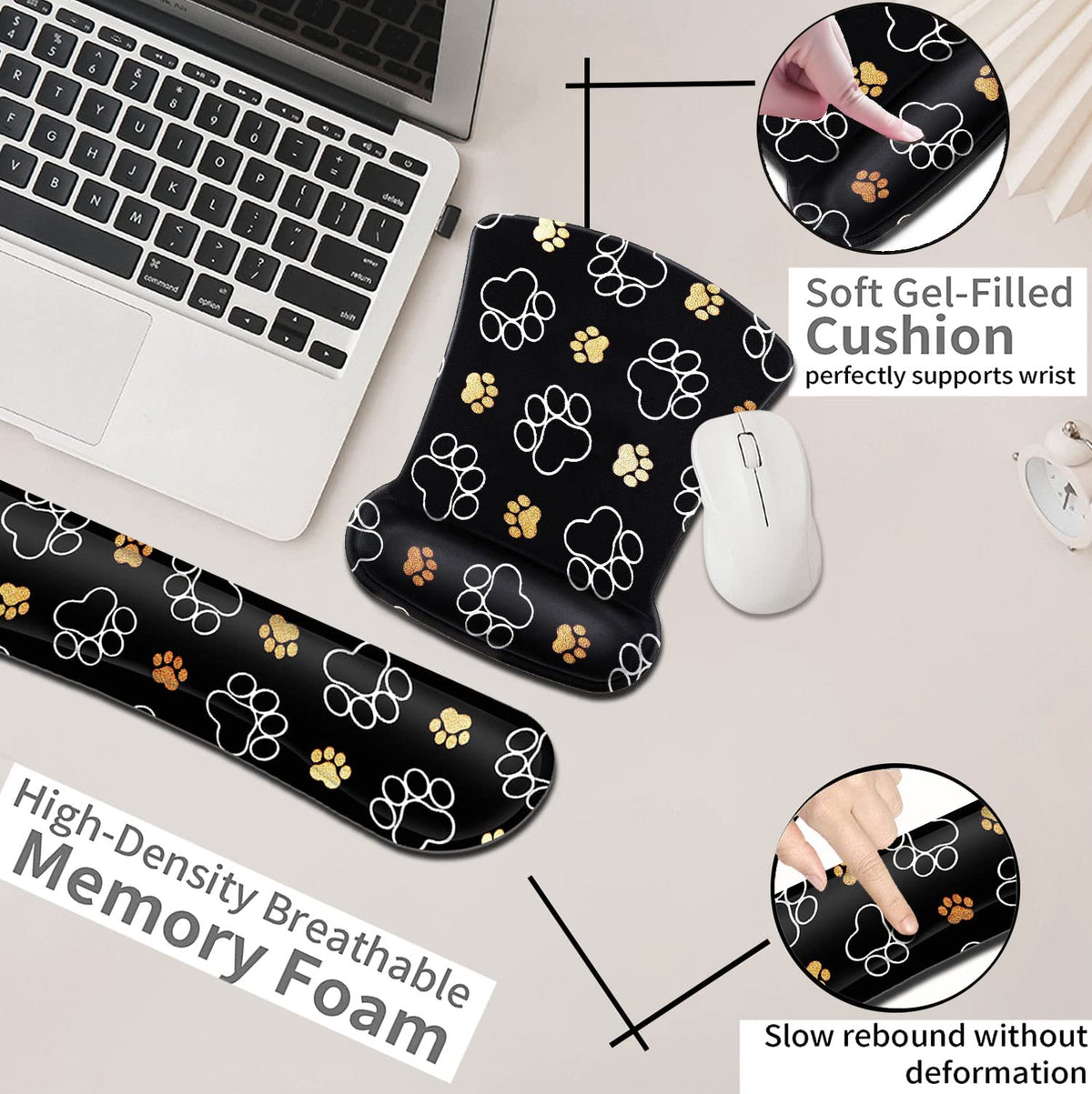 Ergonomic Mouse Pad with Wrist Support Gel Mouse Pad, Non-Slip Laptop Computer Keyboard Mousepad