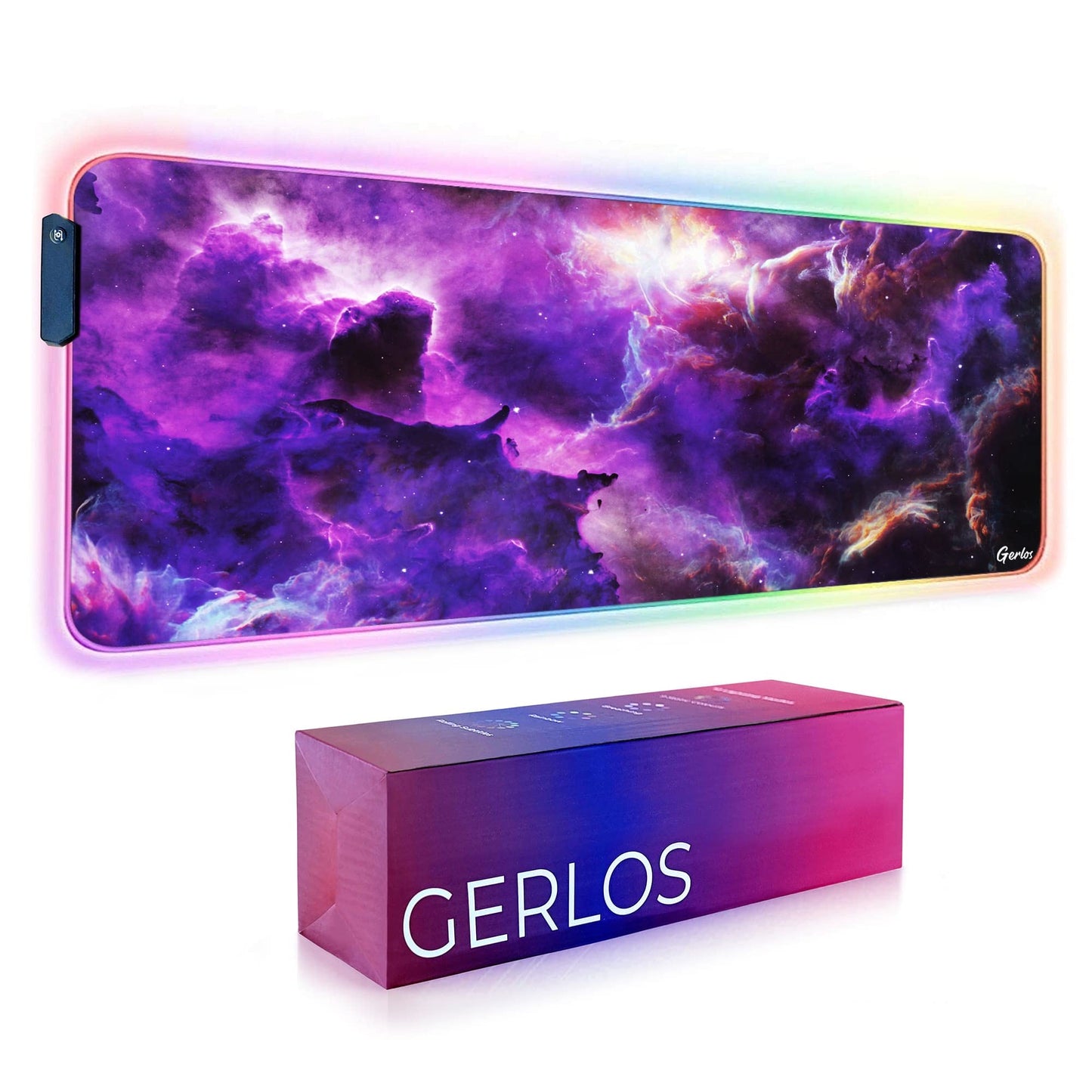 Gerlos RGB Gaming Mouse Pad, Large LED Desk Mat for Gamer, 31.5" x 11.8"