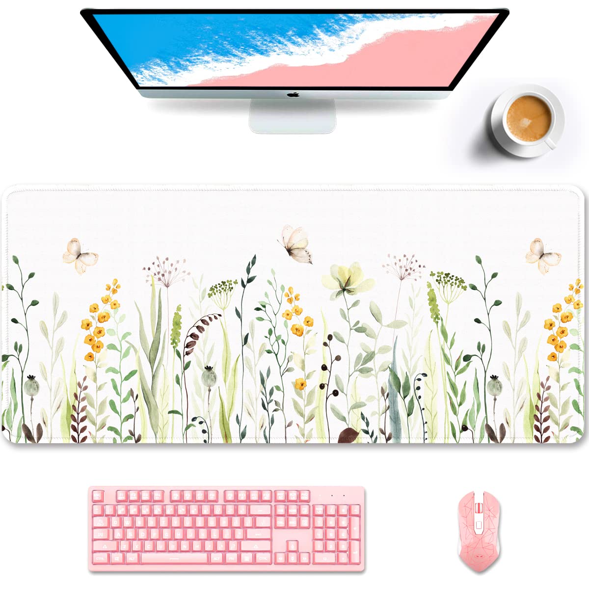 Auhoahsil Desk Pad, XXL Large Mouse Pad, Extended Gaming Mousepad, Cute Desk Mat for Women, Big