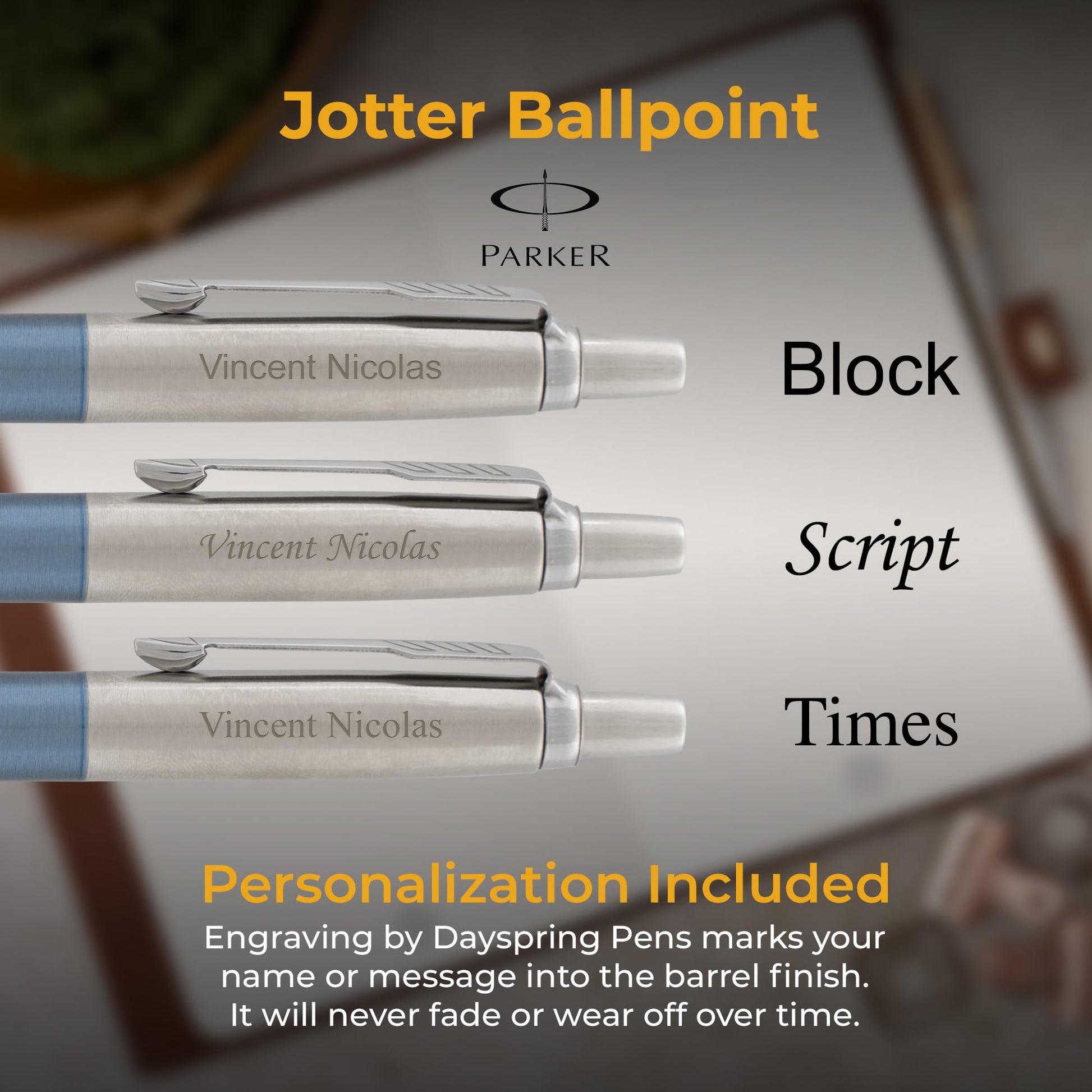 Parker Jotter Personalized Click Action Ballpoint Pen in Waterloo Blue
