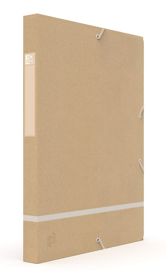 Oxford Touareg Filing Box 24 x 32 cm Spine 25 mm with Elastic Recycled Card Cover Kraft & Frosted