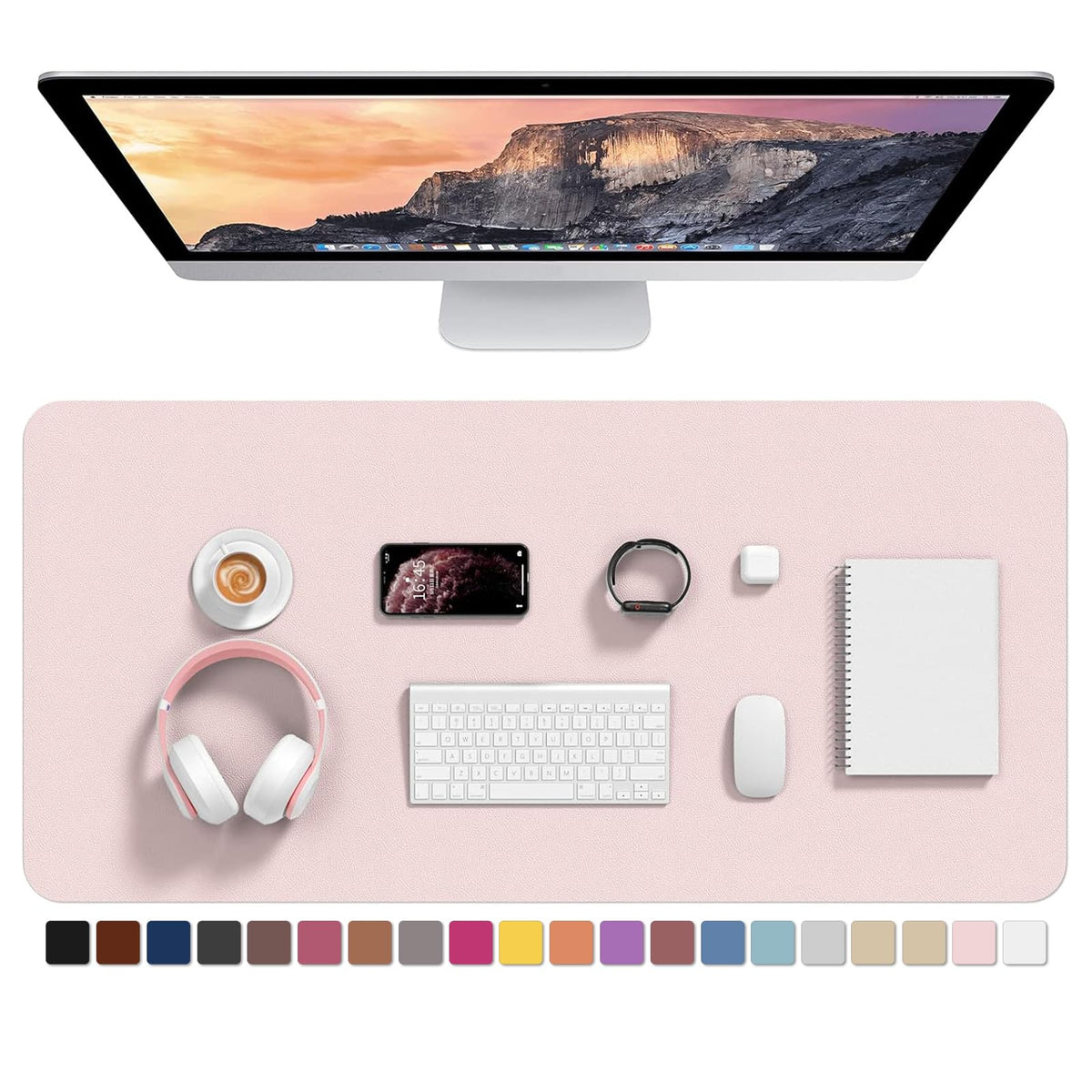 Hsurbtra Desk Pad, 35.5" x 17" PU Leather Desk Mat, XXL Extended Mouse Pad, Waterproof Desktop