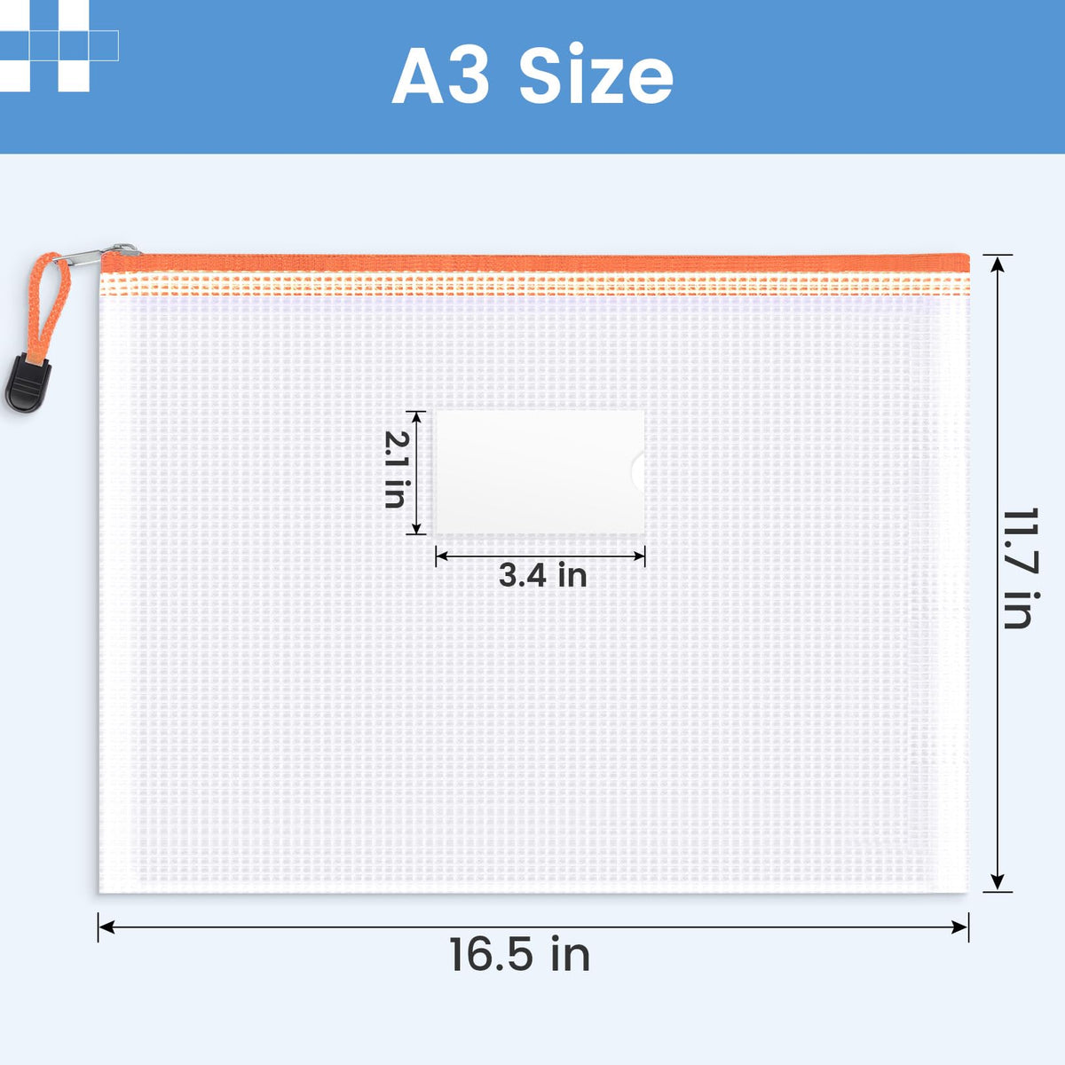 Sooez 24 Pack Super Large Mesh Zipper Pouch Bags, A3 (16.5×11.7 in) Storage Bags with Label Pocket