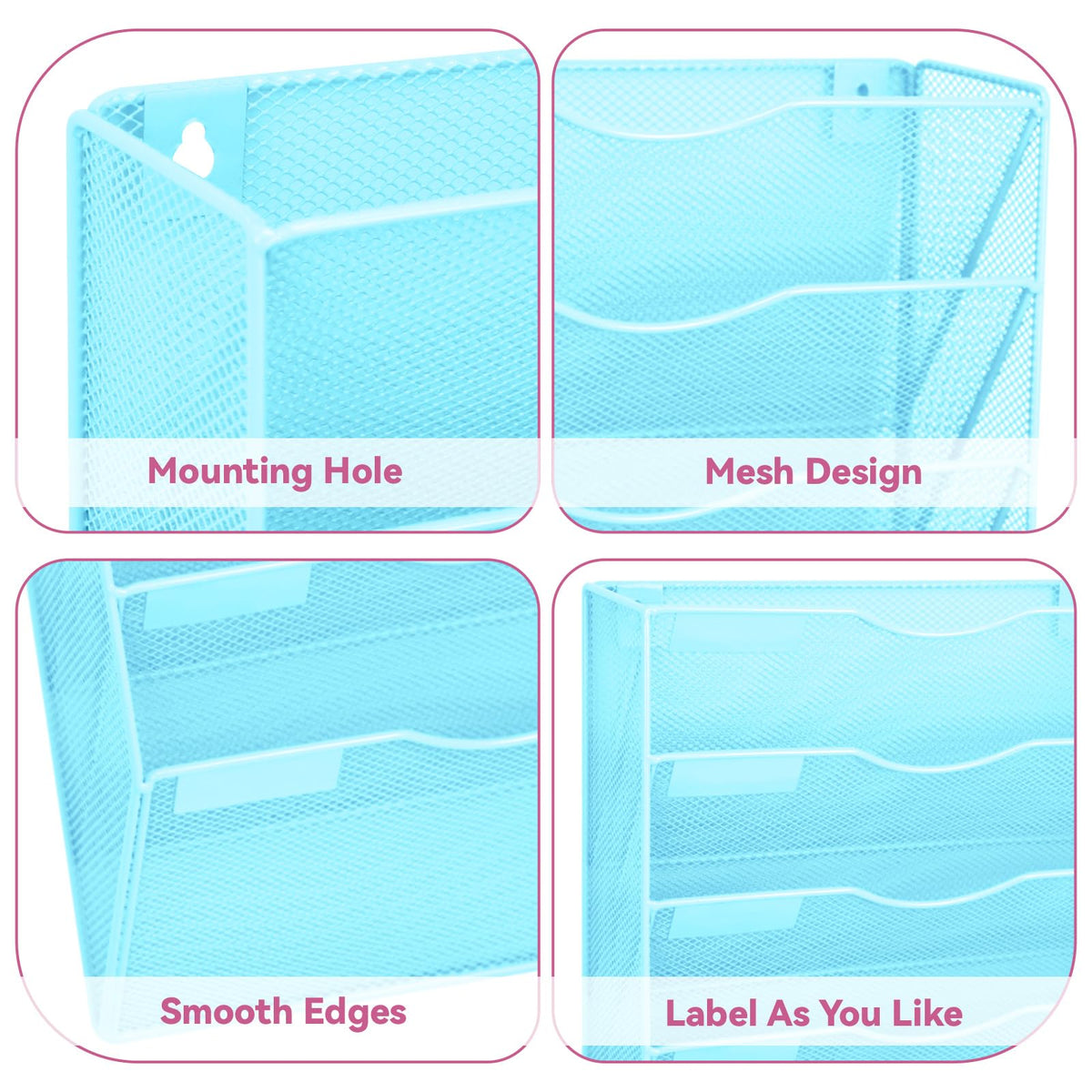 ideallife 8 Pockets Mesh Wall File Holder Organizer Office Hanging File Folder Magazine Rack