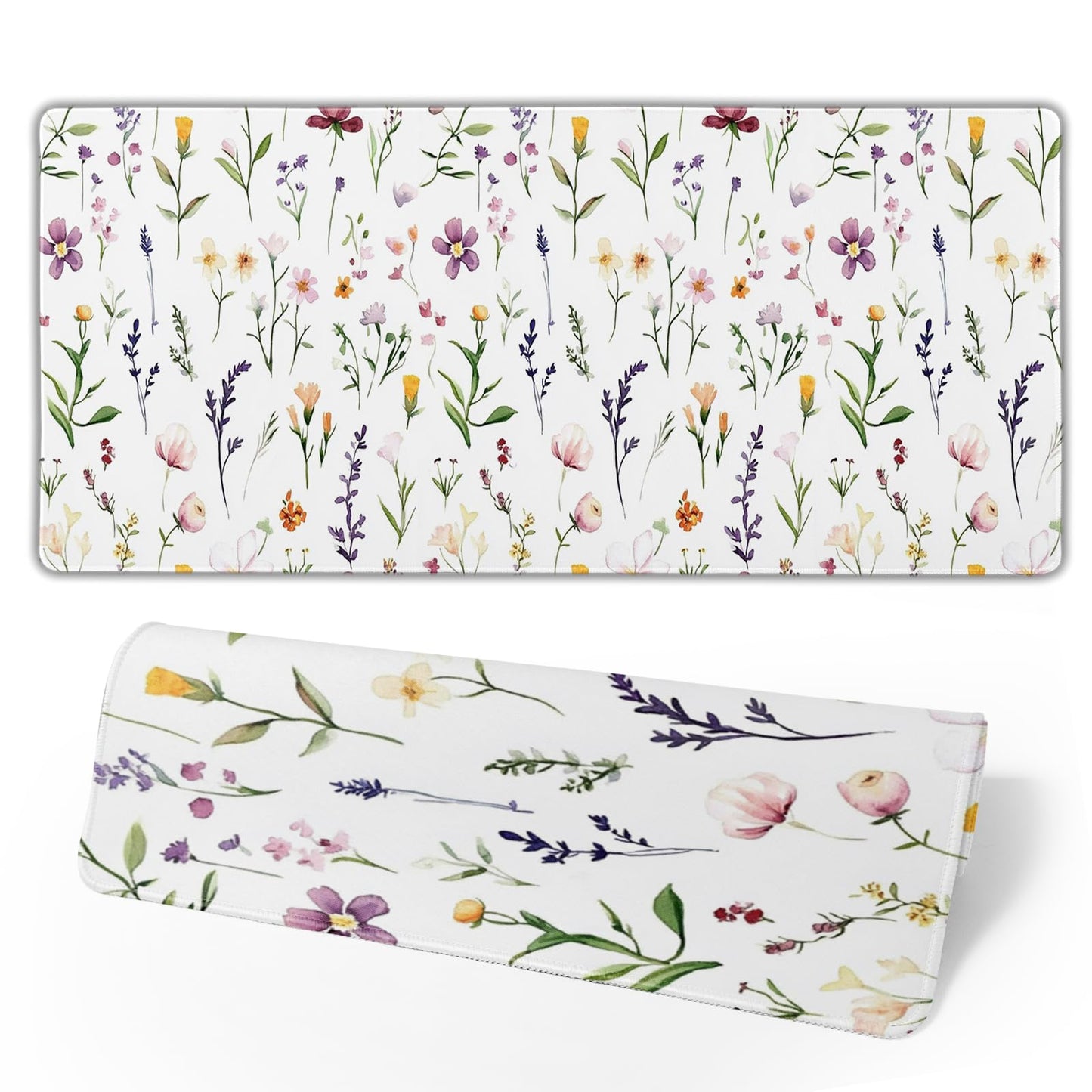 Spring Summer Wildflower Desk Pad Mouse Pad XXL 35.4”x15.7” Large Extended Gaming Mouse Pad with