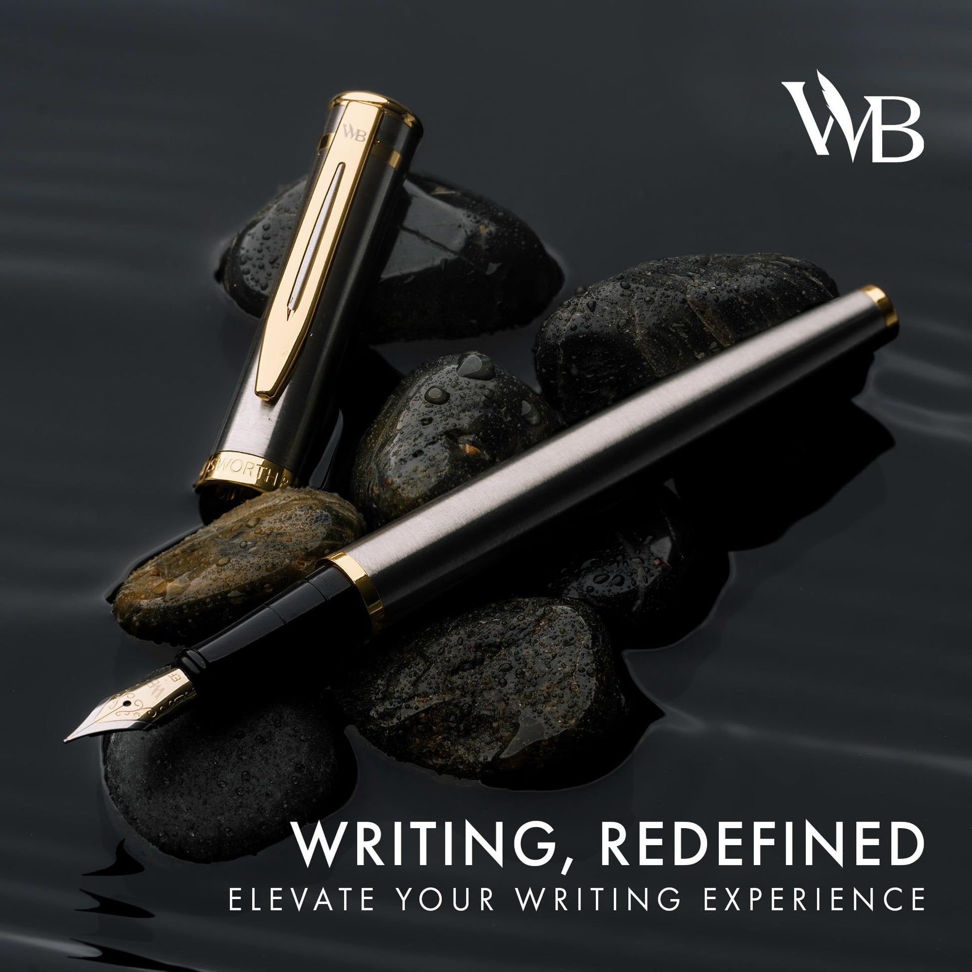 Wordsworth & Black Fountain Pen Set for Writing, Extra Fine Nib,Silver