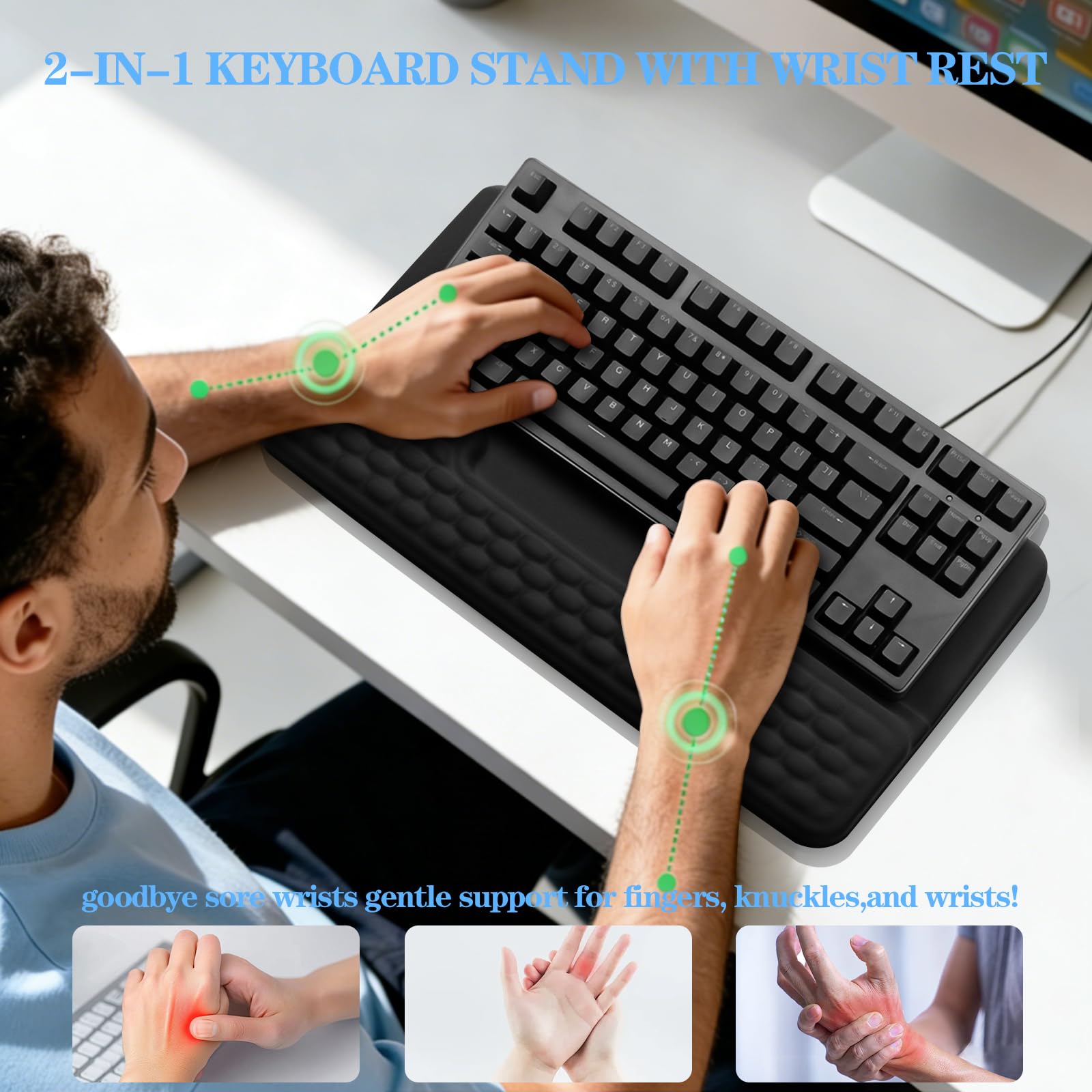 Ergonomic Keyboard Stand with Wrist Rest, Computer Wrist Support Pad