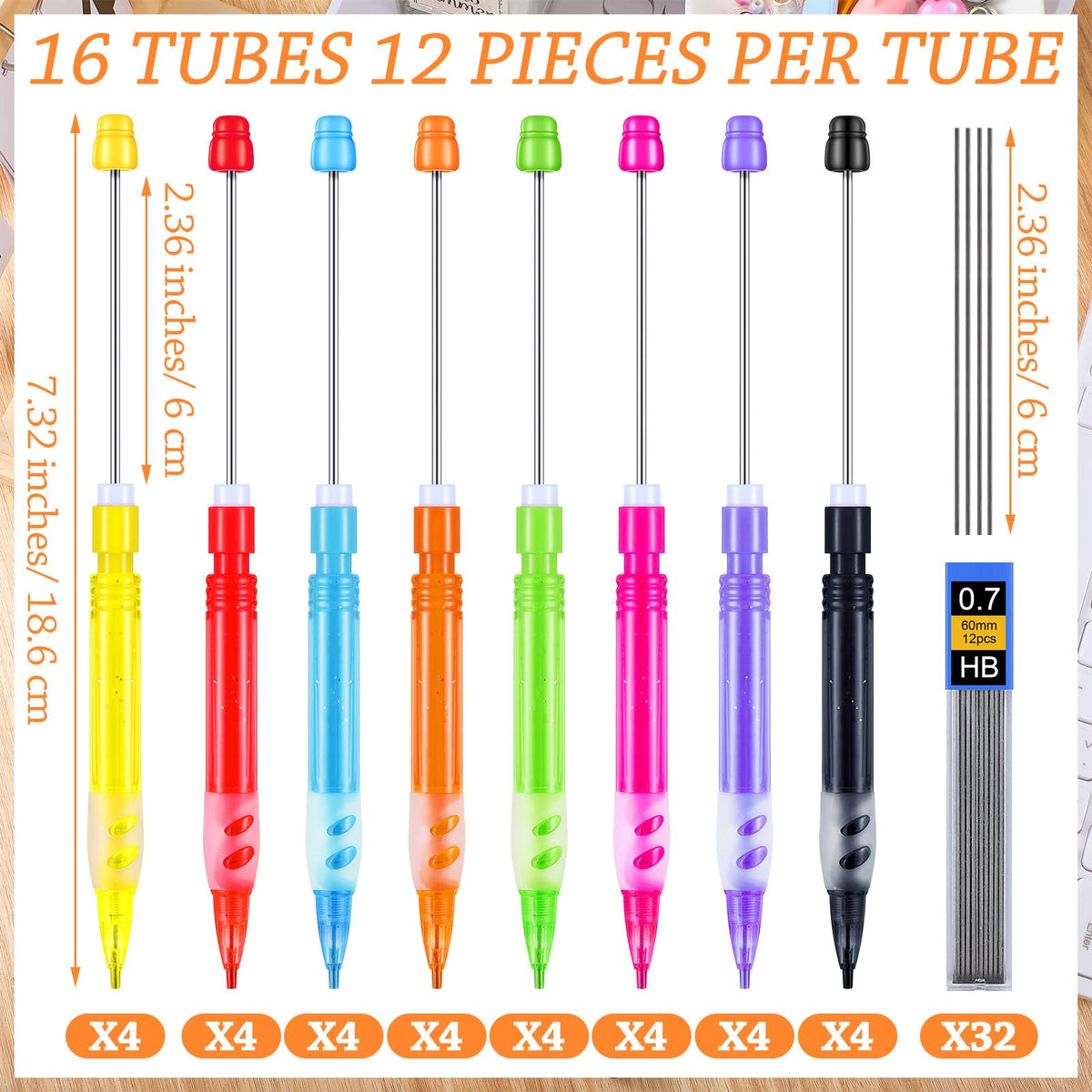 Feifeiya 32 Pcs Beadable Mechanical Pencils Set Back to School Pens