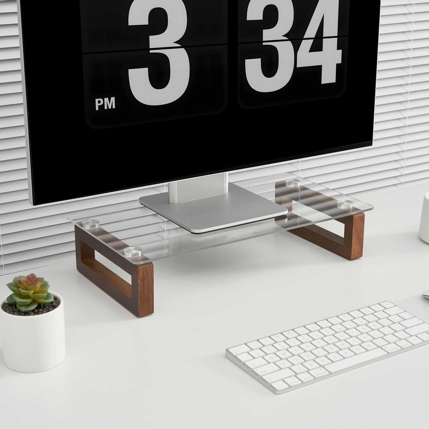 YEOUX Multi-Purpose Desktop Stand - 17.0" x 9.0" x 3.5" (Clear & Walnut)