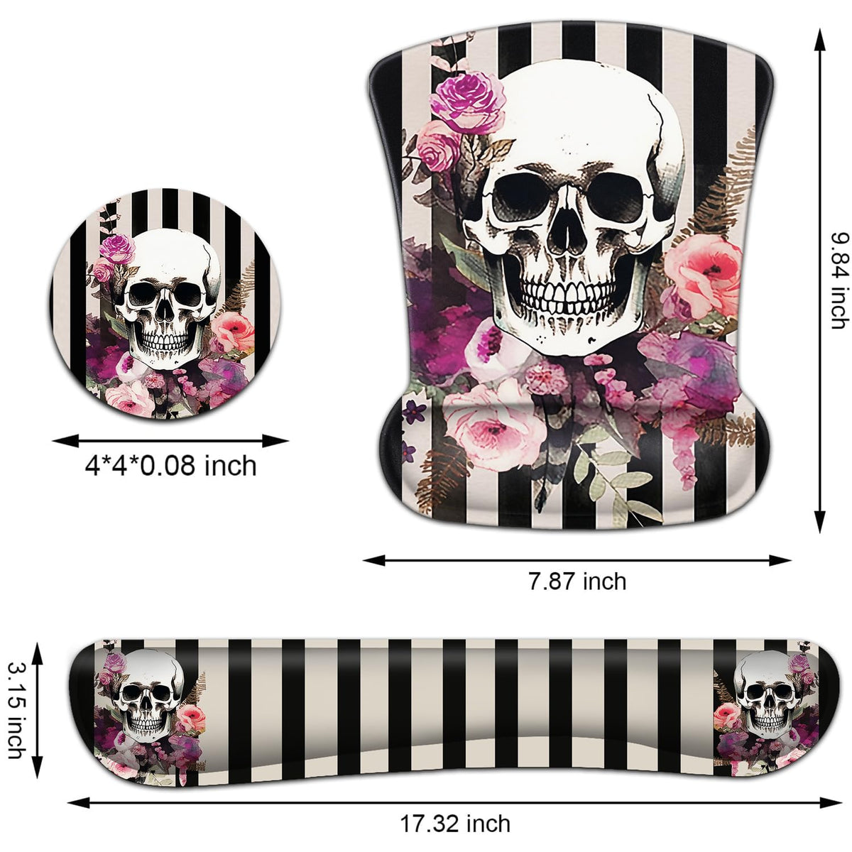 Keyboard and Mouse Wrist Rest Support Set, Ergonomic Gel Pad With Non-Slip Base for Home Office