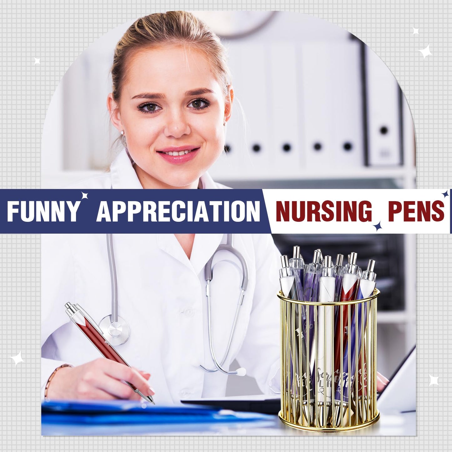 Jetec 50 Pcs Nurse Week Pens Ballpoint Bulk Cna Gift Appreciation Ink Funny Pens Set OT Month