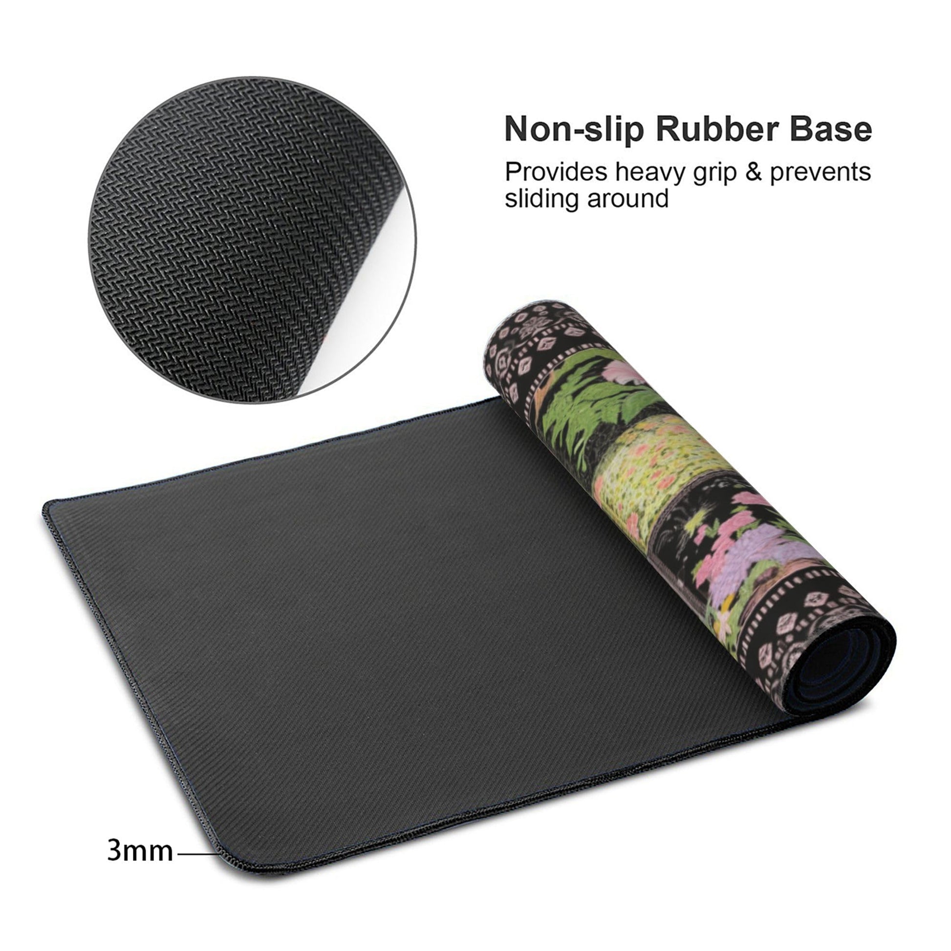 Floral XXL Large Mouse Pad - Anti-Slip Desk Mat with Stitched Edges for Women, Office & Home, Cute