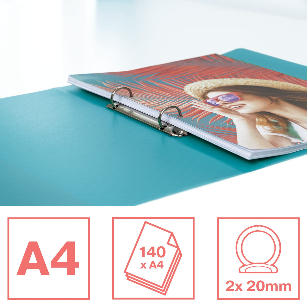 Esselte 2-Ring Binder, Holds up to 140 Sheets, Blue, 25mm, Single