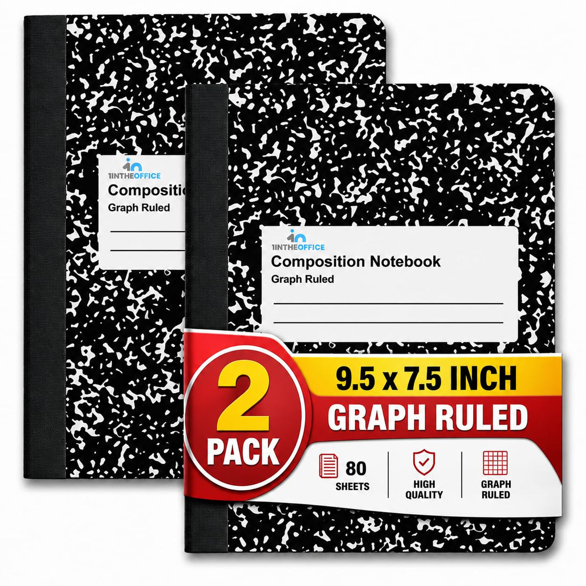 1InTheOffice Graph Paper Composition Notebook, Graph Ruled notebook, Quad Ruled Composition