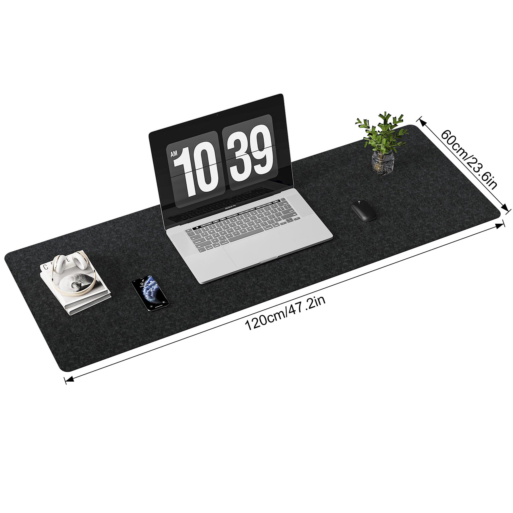DAWNTREES Large Felt Desk Mat, 47.2"x 23.6", Desk Pad for Office and Home
